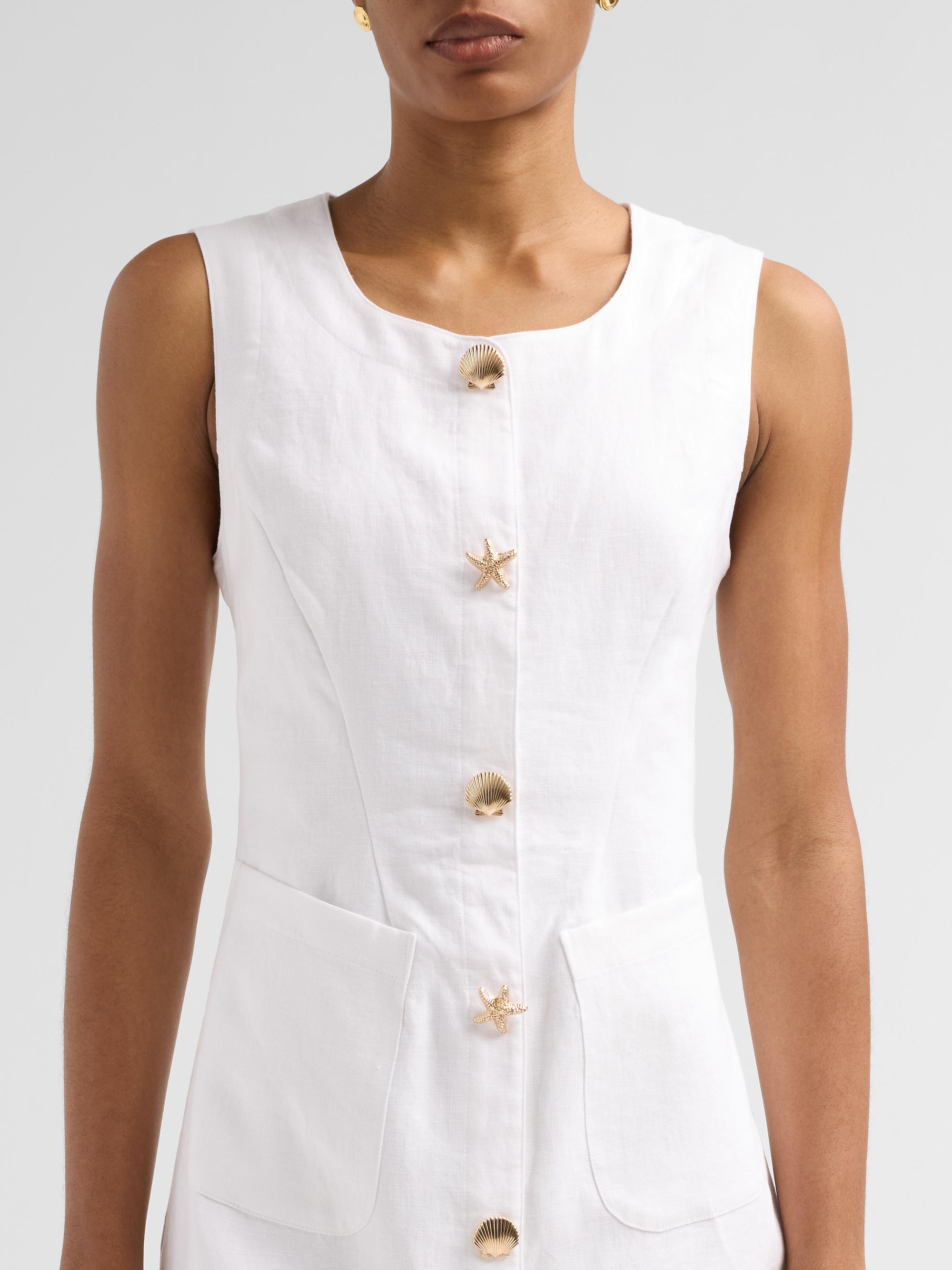 Cara Cara Women's Rhapsody Shell Button-Front Mini Dress - White | Thumbnail 5