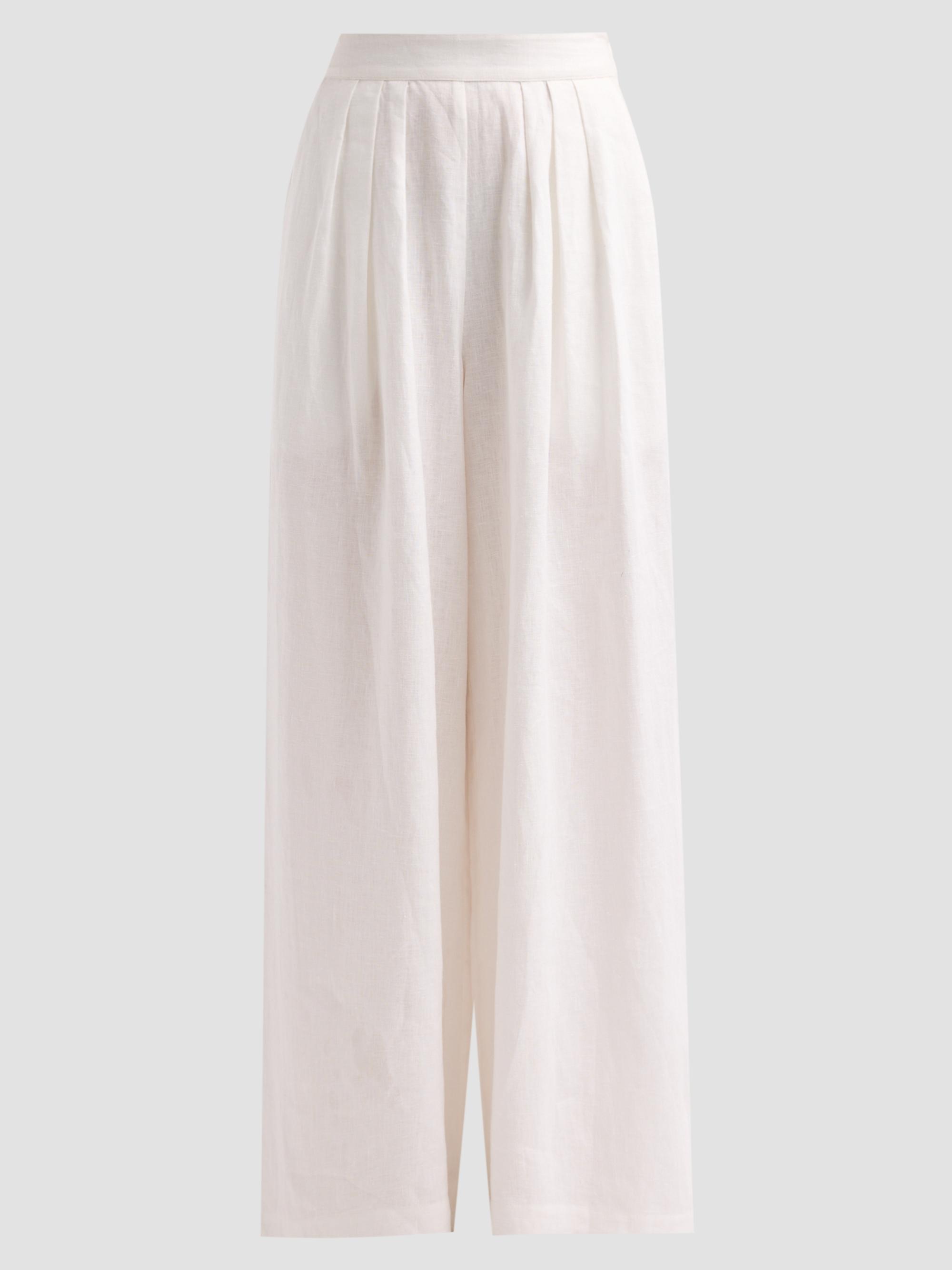 Cara Cara Women's Linen Pleated Palazzo Pants - White