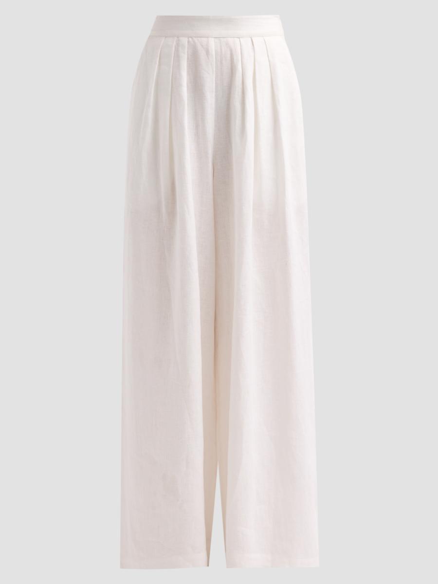 Cara Cara Women's Linen Pleated Palazzo Pants In White