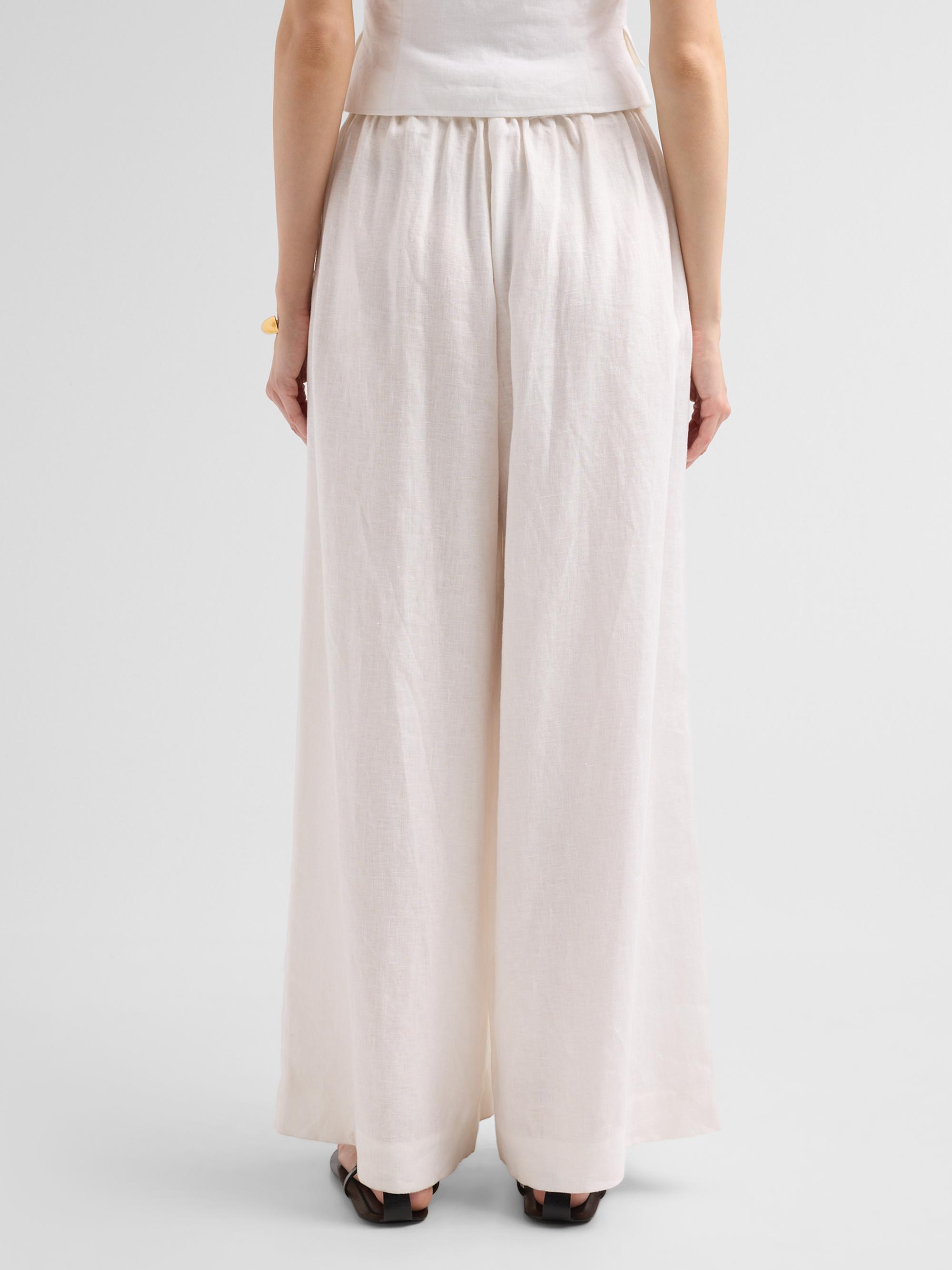Cara Cara Women's Linen Pleated Palazzo Pants - White | Thumbnail 3