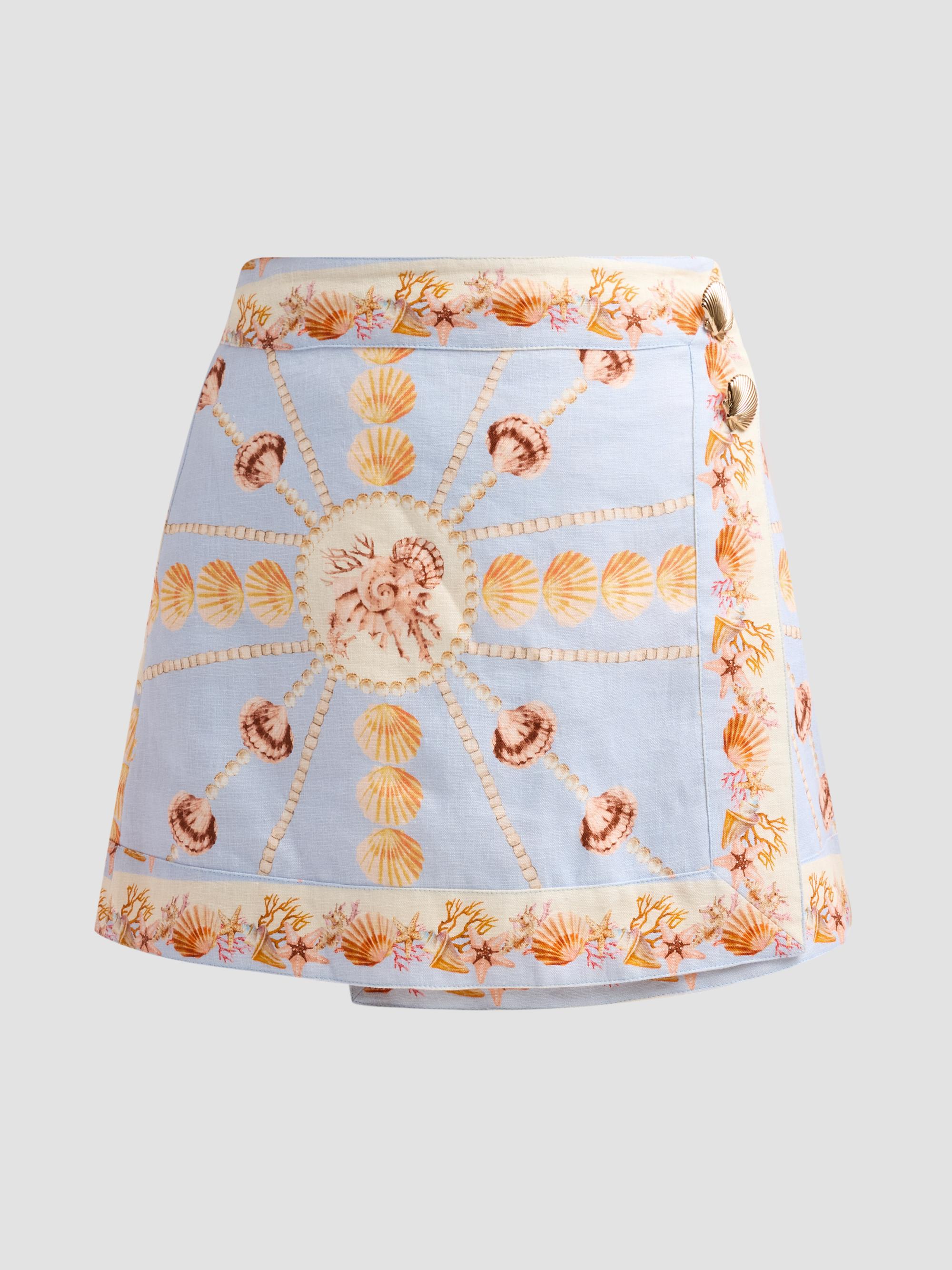 Cara Cara Women's Fischer Printed Linen Mini Skirt - Seashell Stripe