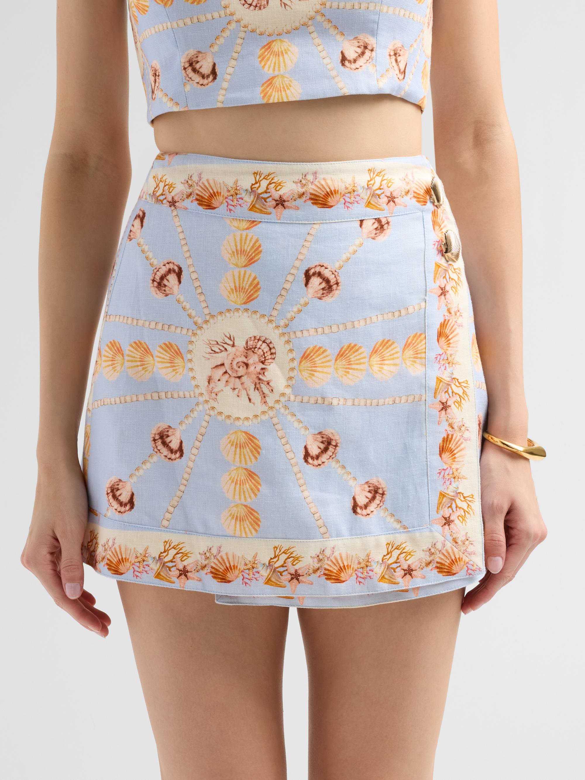 Cara Cara Women's Fischer Printed Linen Mini Skirt - Seashell Stripe | Thumbnail 5