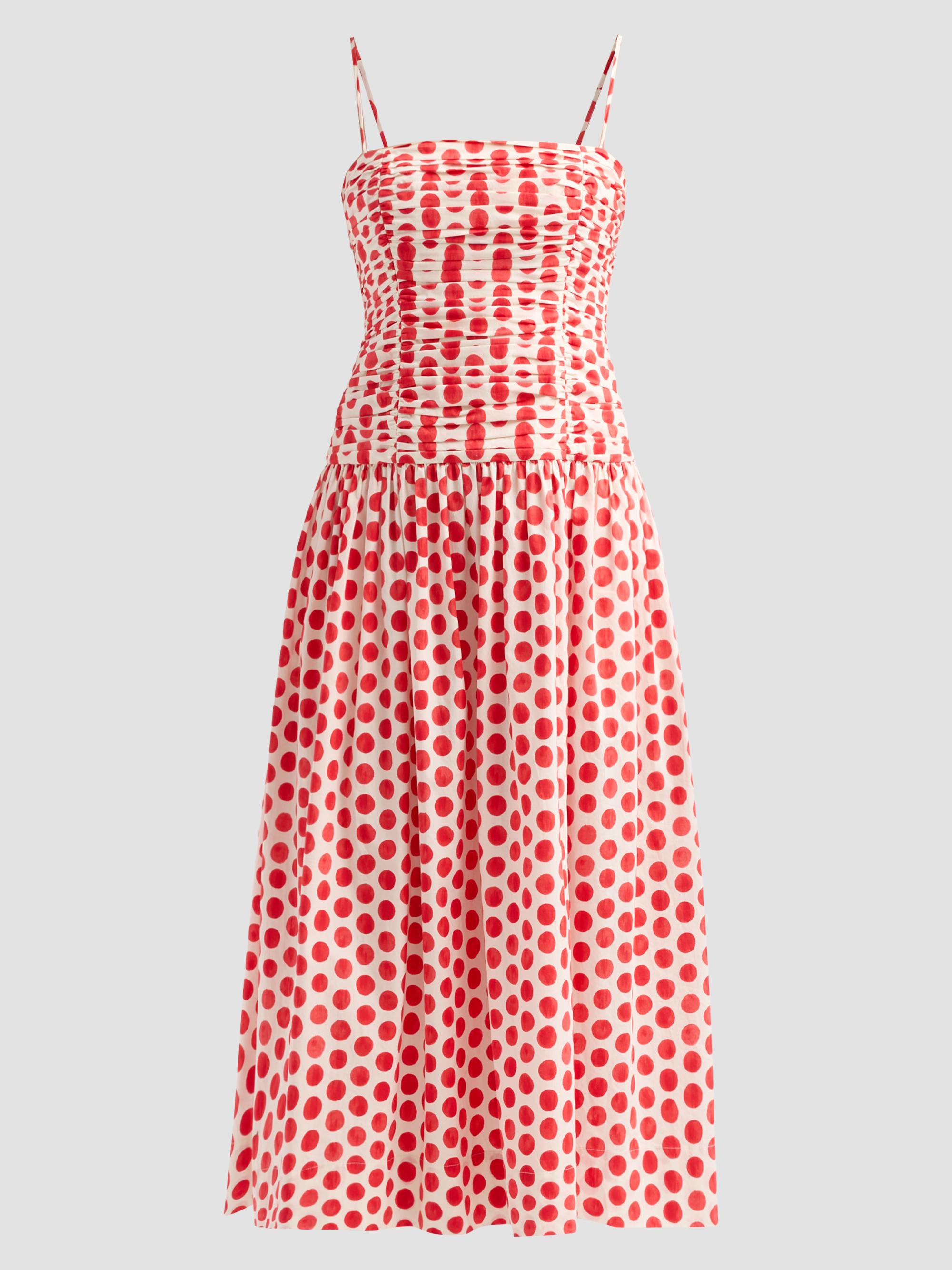 Cara Cara Women's Rahi Ruched Midi Dress - Celeste Spot Red