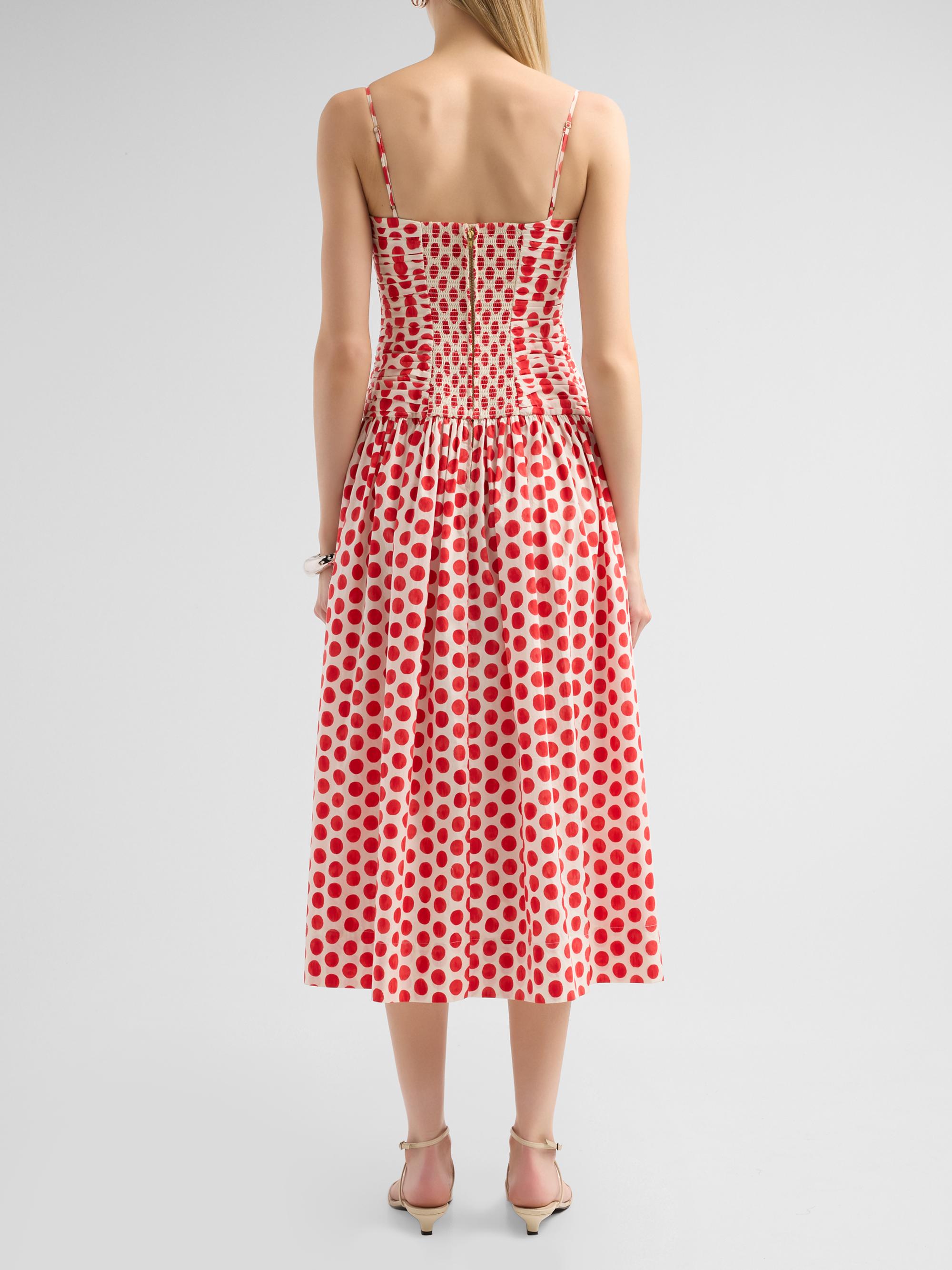 Cara Cara Women's Rahi Ruched Midi Dress - Celeste Spot Red | Thumbnail 3