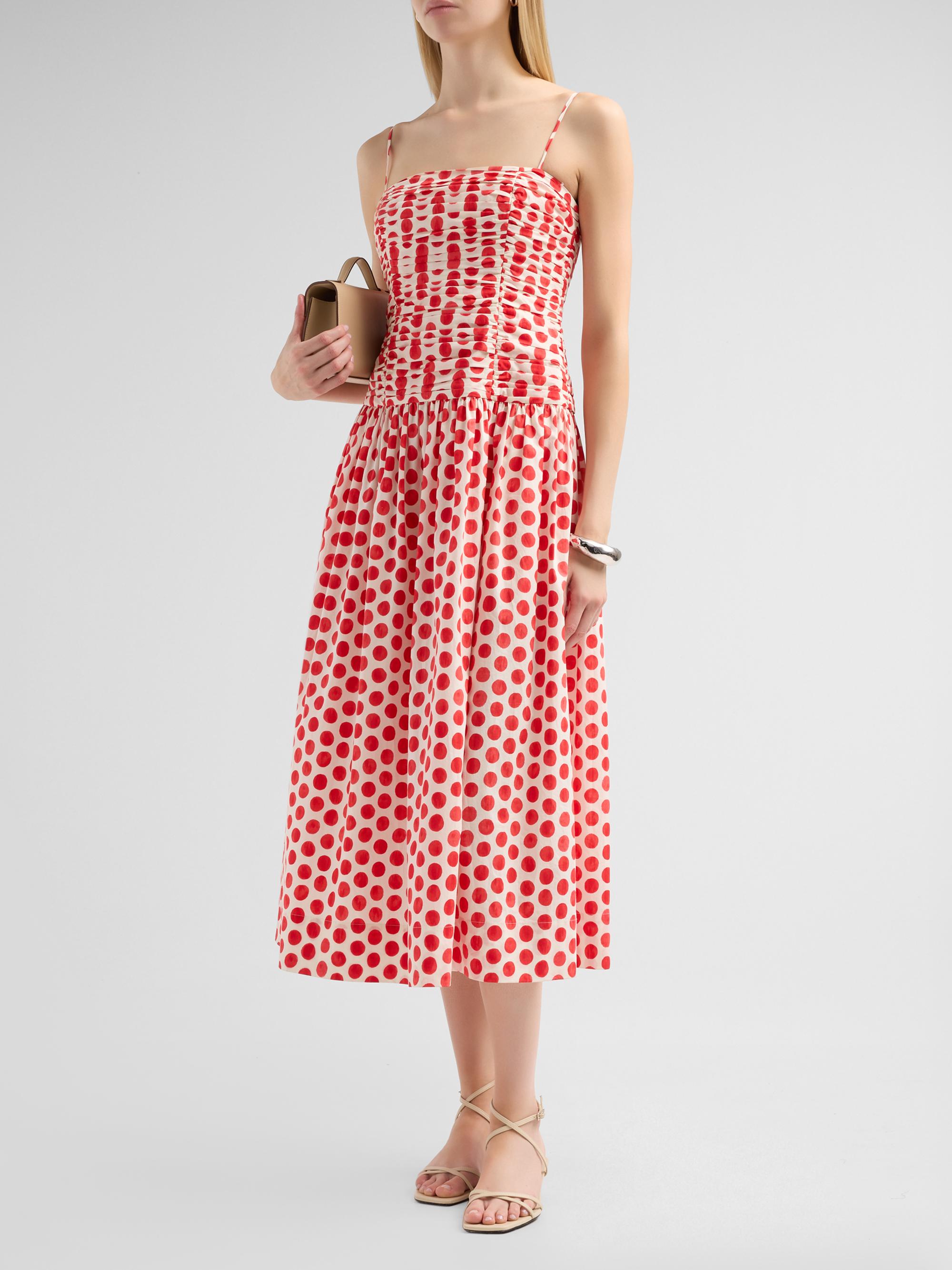 Cara Cara Women's Rahi Ruched Midi Dress - Celeste Spot Red | Thumbnail 4