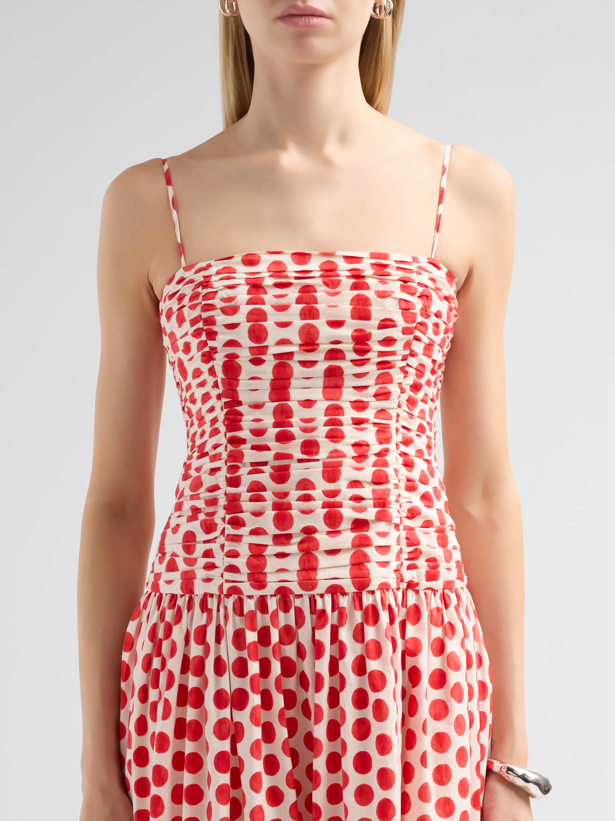 Cara Cara Women's Rahi Ruched Midi Dress - Celeste Spot Red | Thumbnail 5