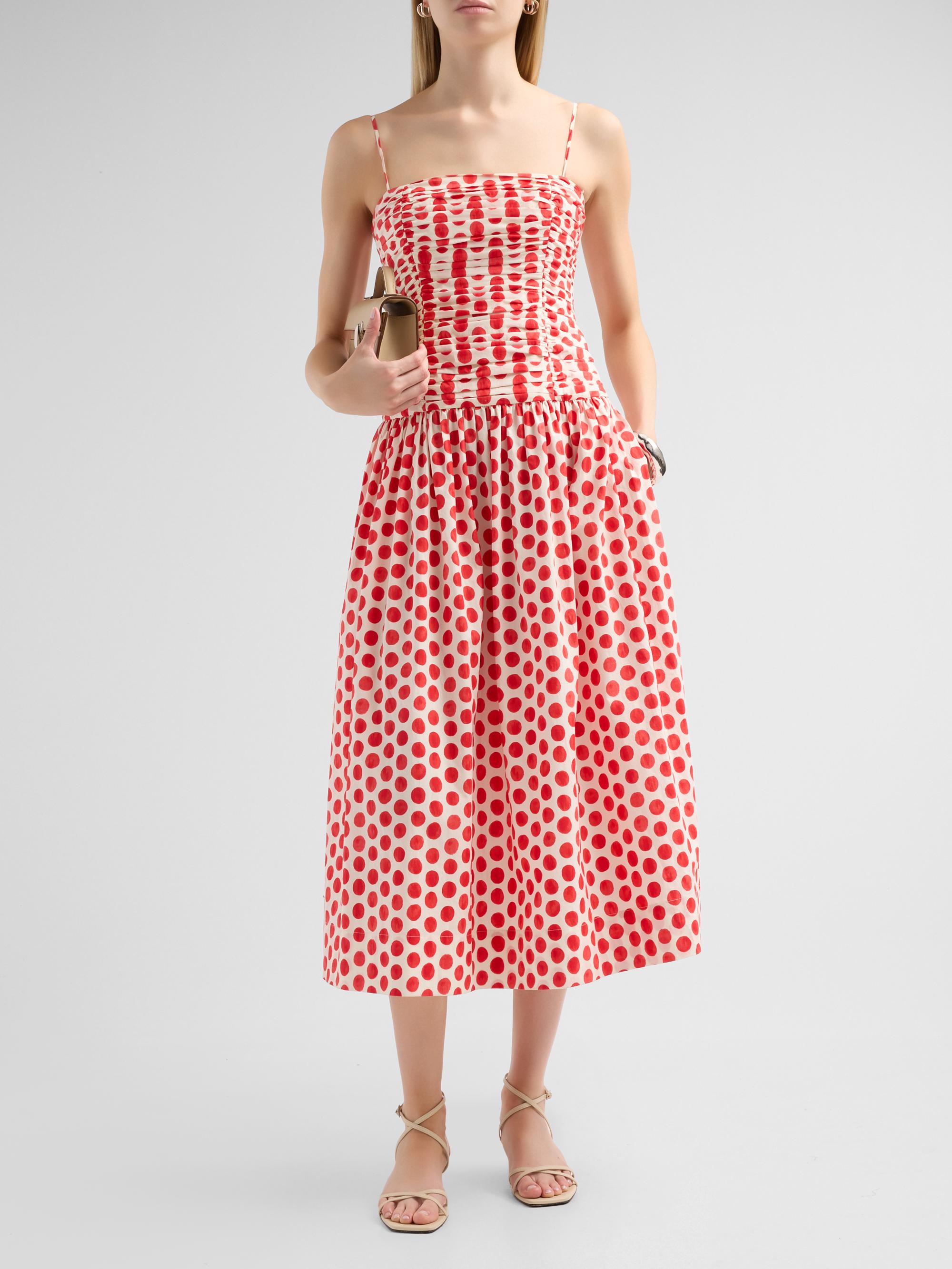 Cara Cara Women's Rahi Ruched Midi Dress - Celeste Spot Red | Thumbnail 2