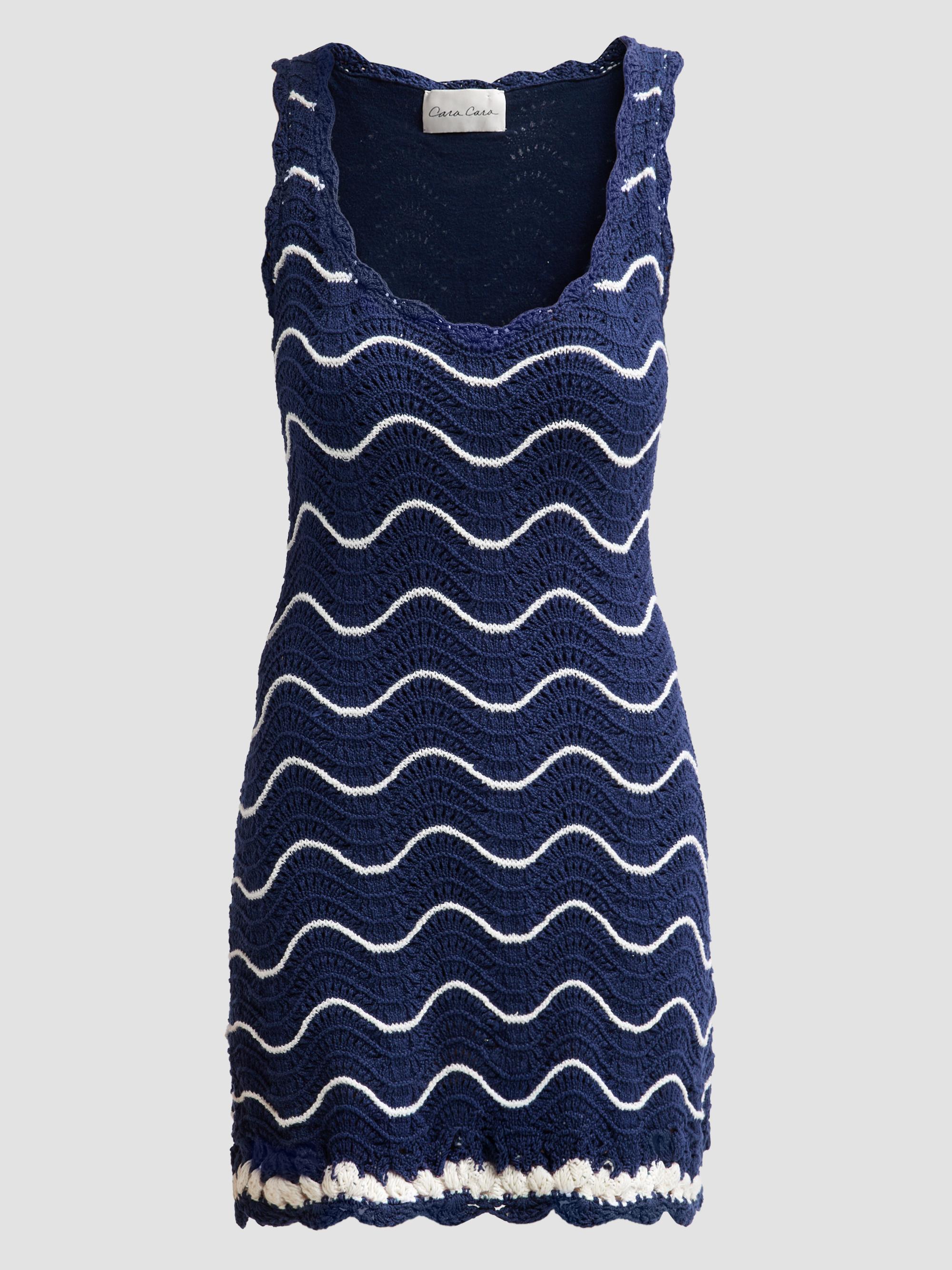 Cara Cara Women's Orel Crochet Wave Mini Dress - Navy  Knits