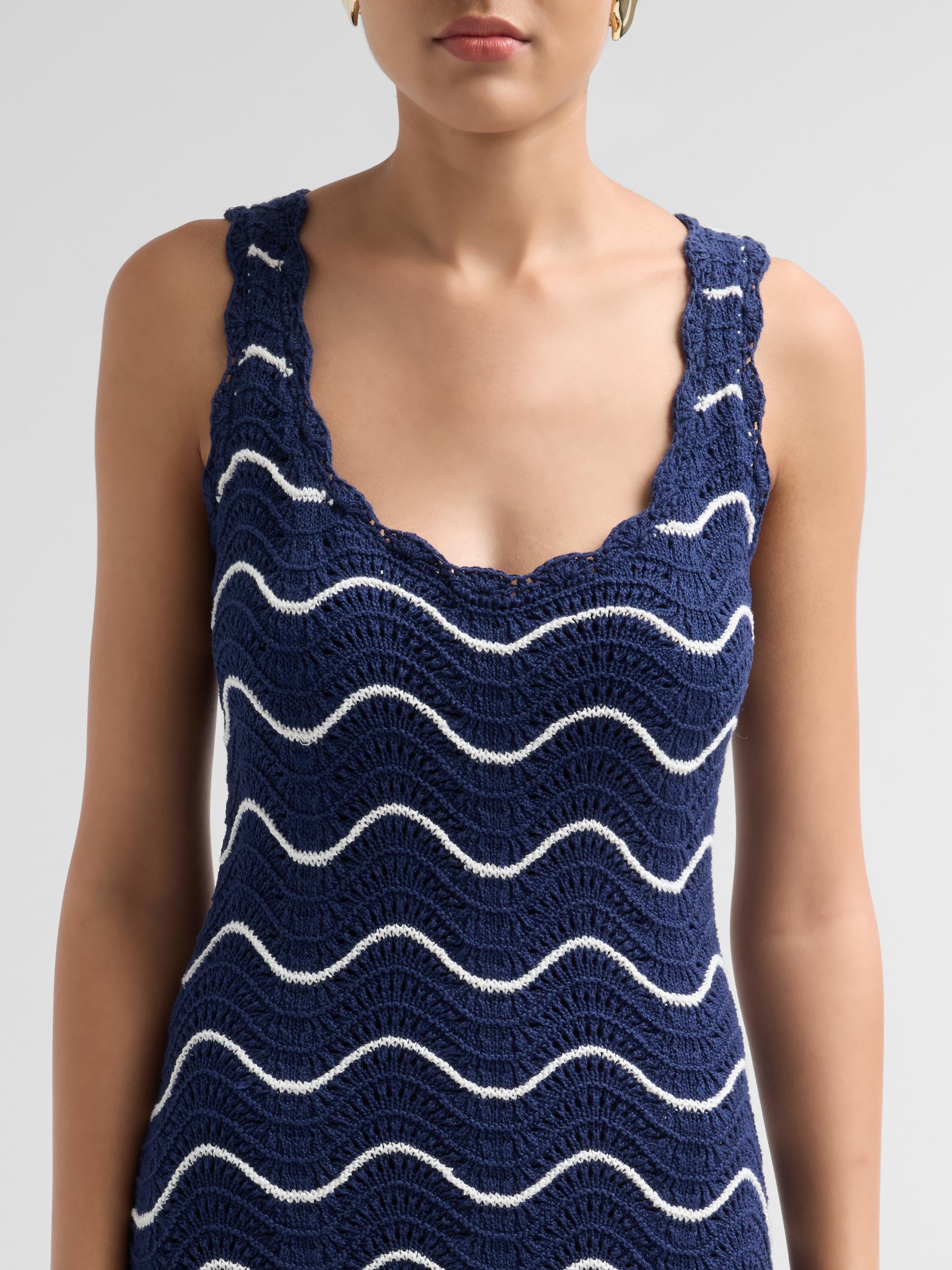 Cara Cara Women's Orel Crochet Wave Mini Dress - Navy  Knits | Thumbnail 5