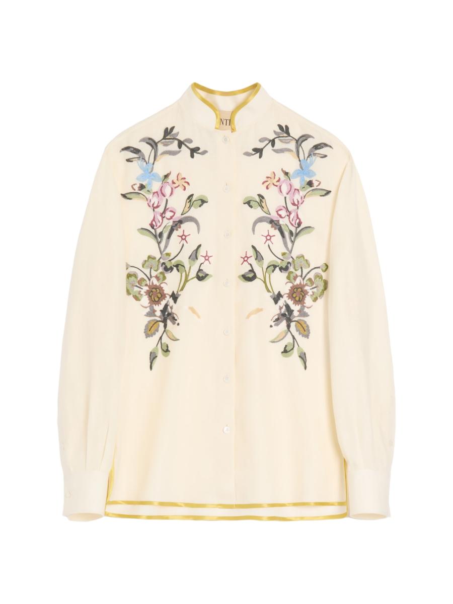 Valentino Women's Embroidered Linen Shirt In White