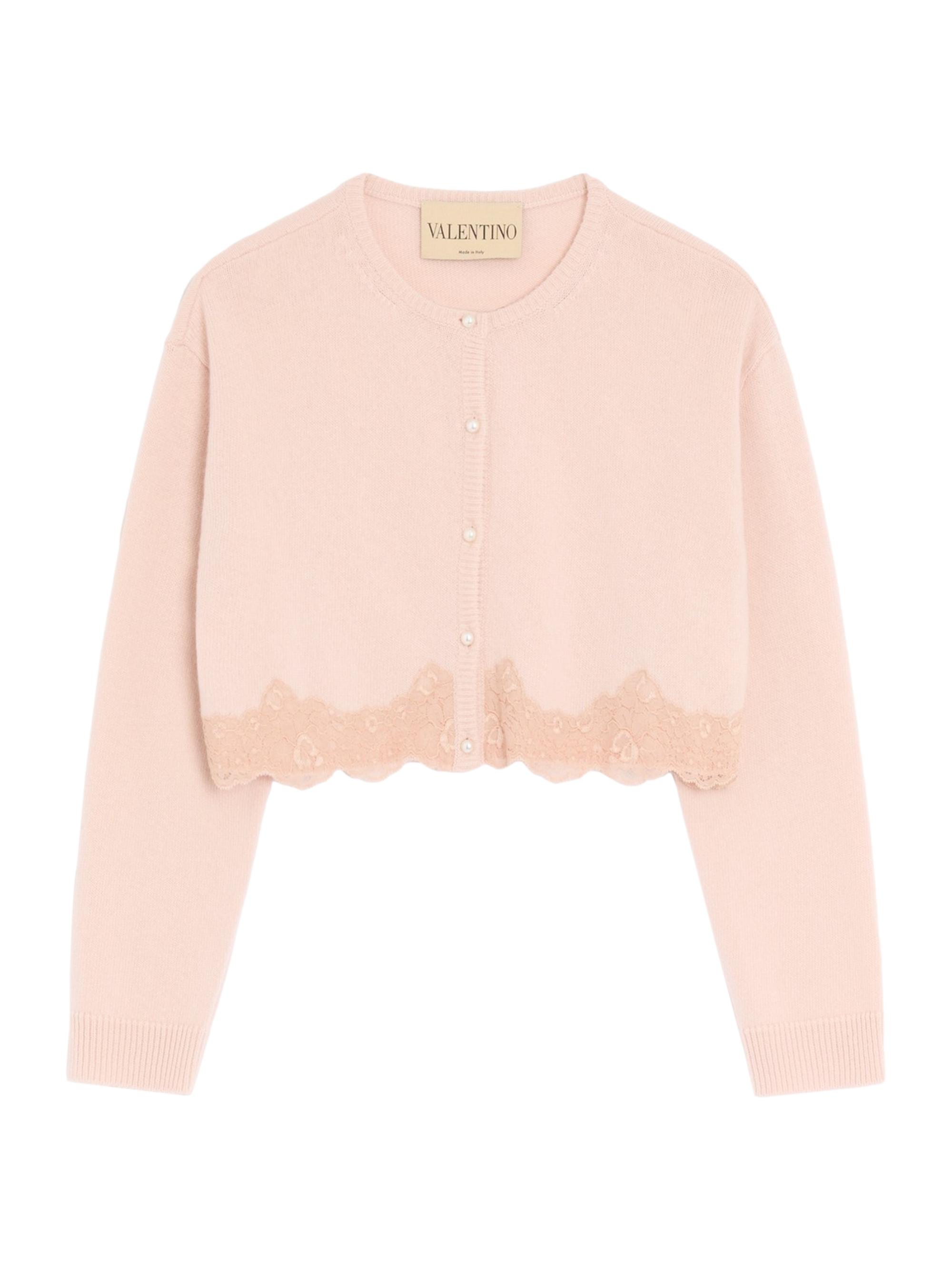 Valentino Garavani Women's Wool Cardigan with Lace - Pink