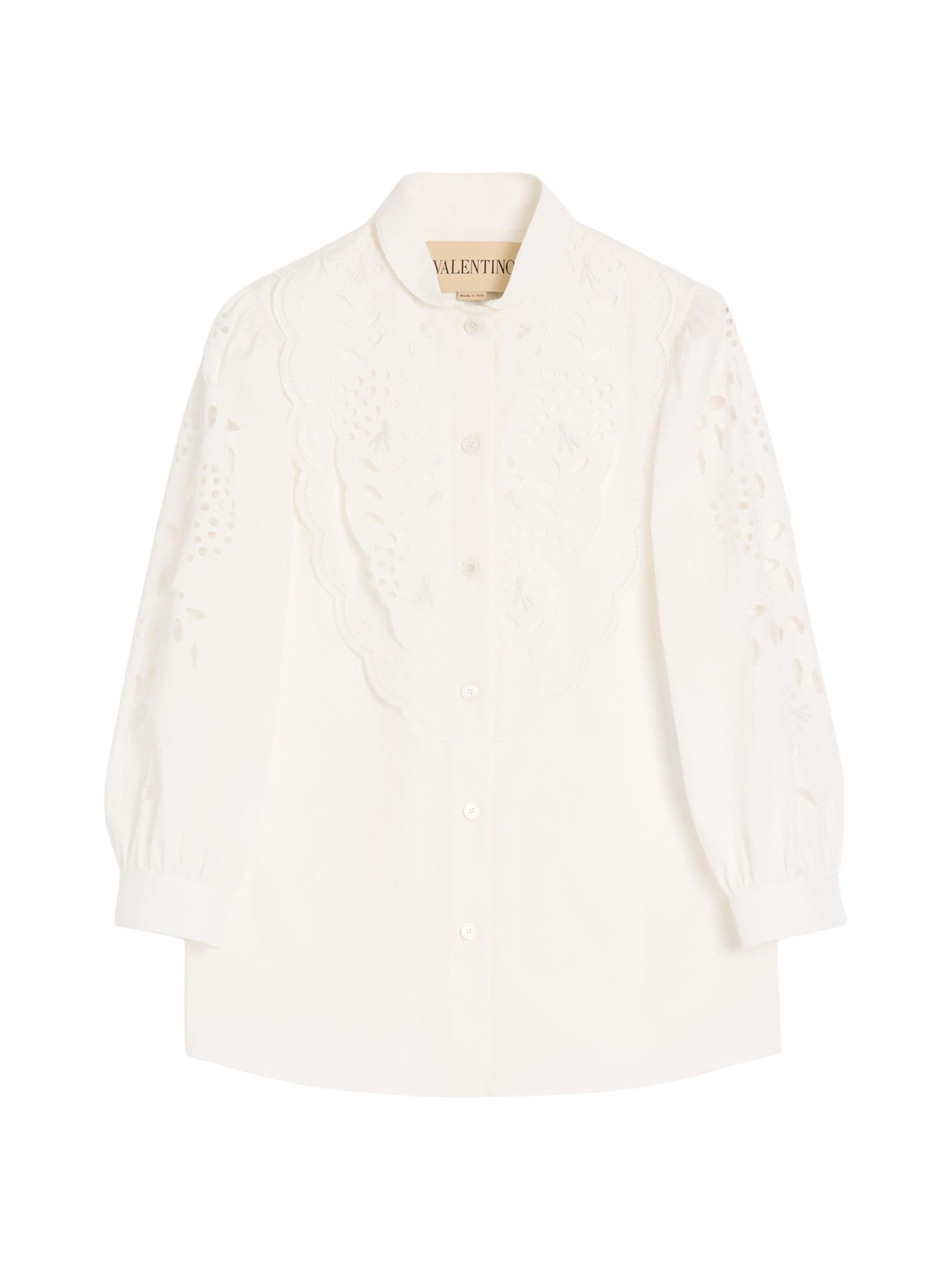 Valentino Garavani Women's Embroidered Poplin Shirt - White