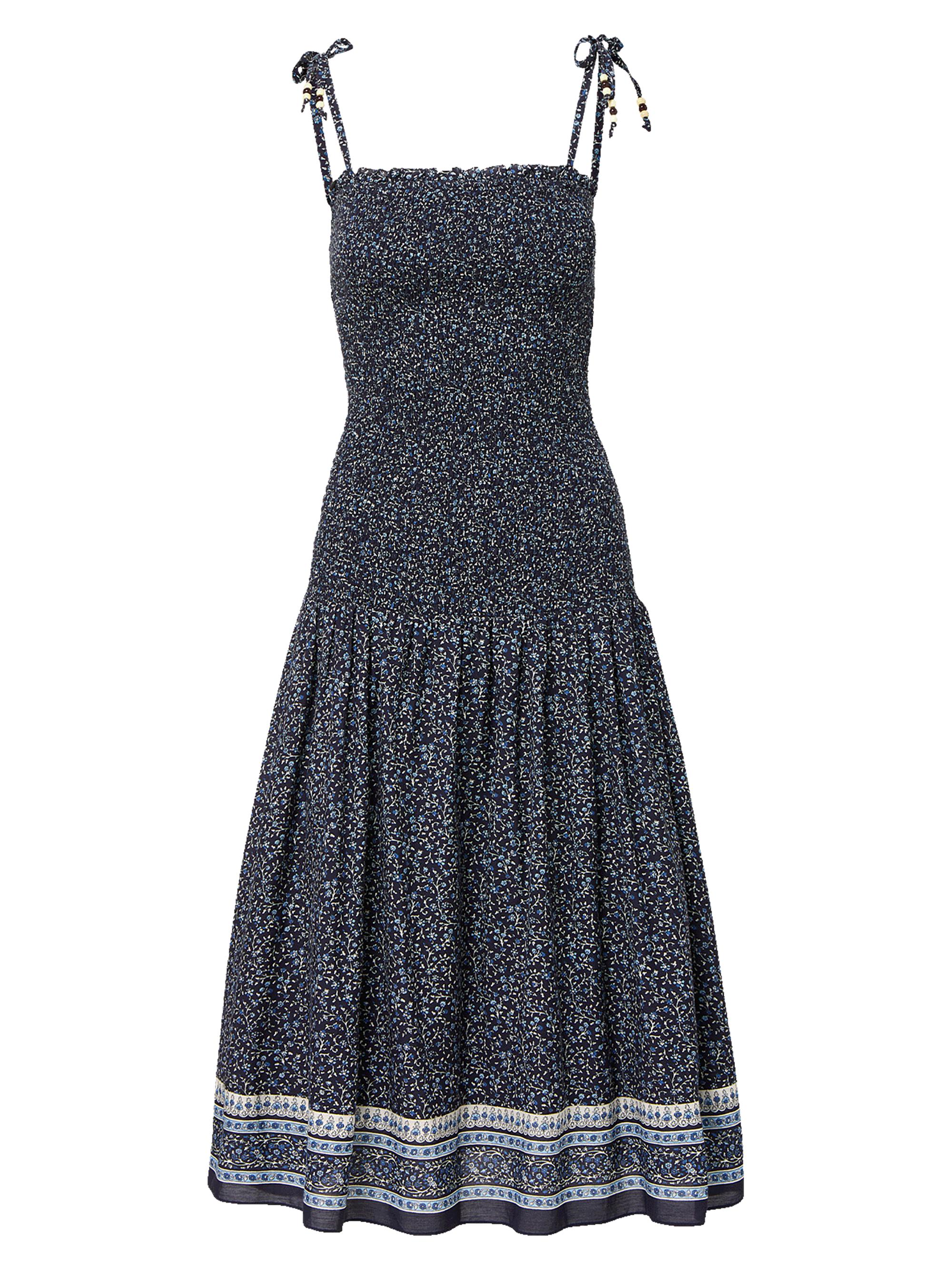 sachin and babi light blue dress Floral Embroidered Overlay Midi Dress in Black