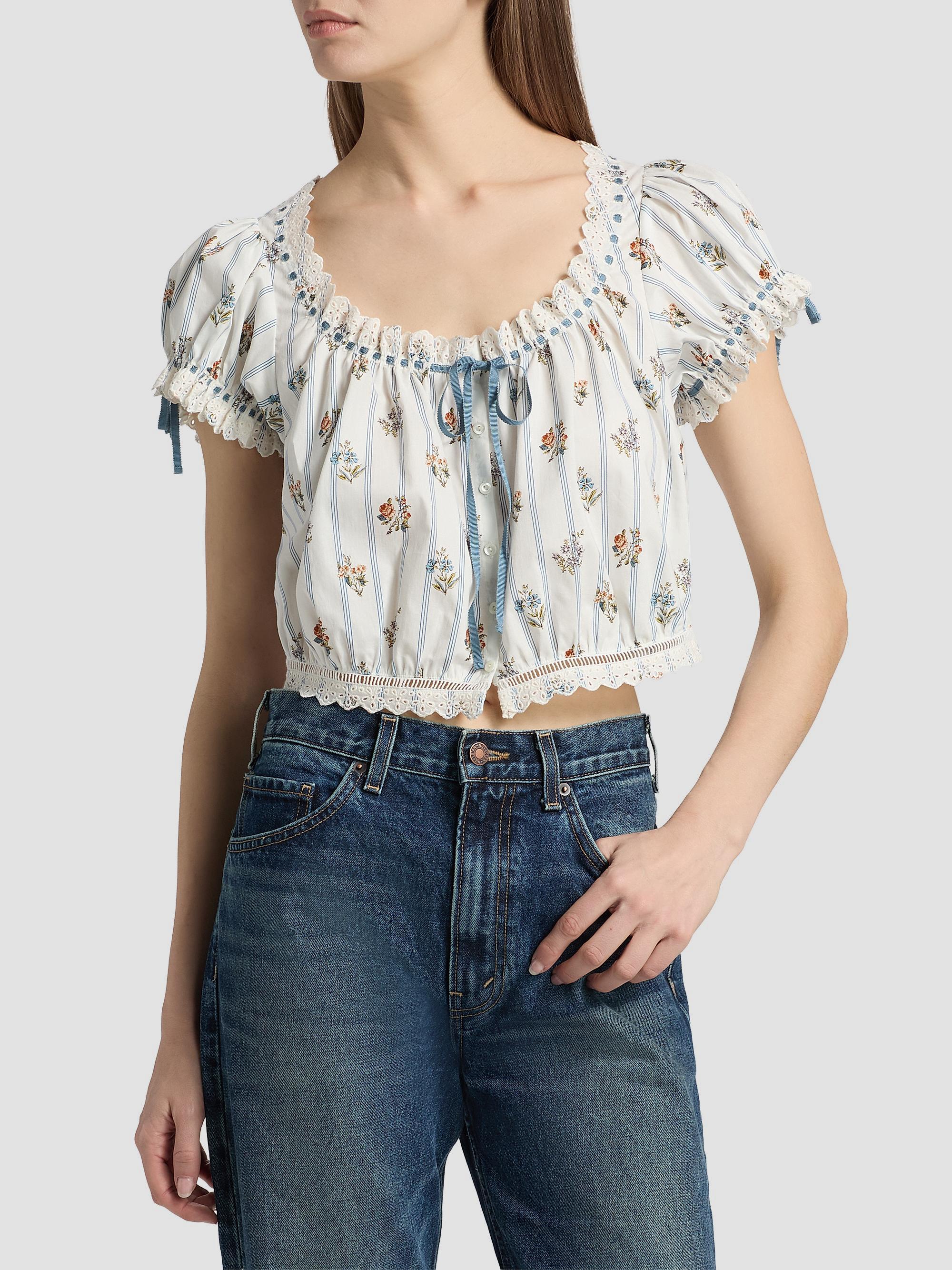 DÔEN Nera Floral Cotton Crop Top | Saks Fifth Avenue