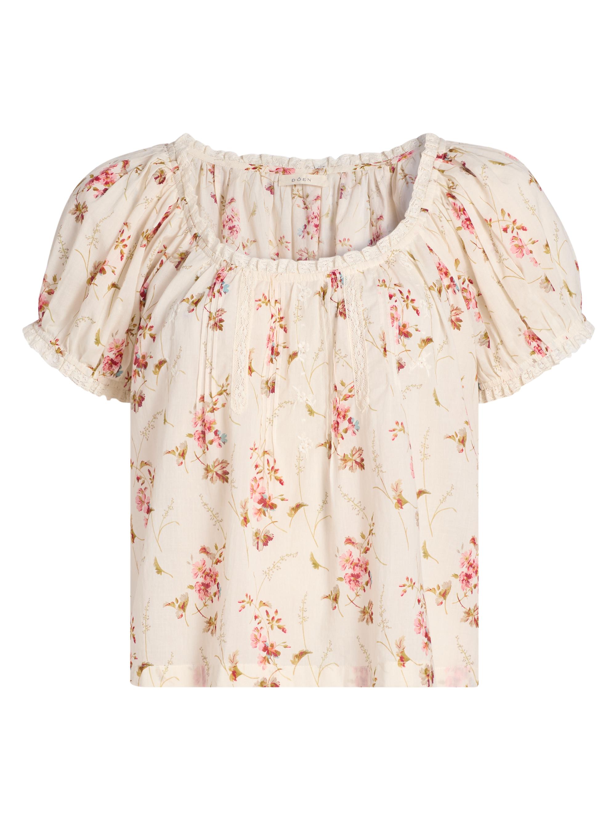 DÔEN Women's Frederica Floral Lace-Trim Top - Blanc Prarie Rose