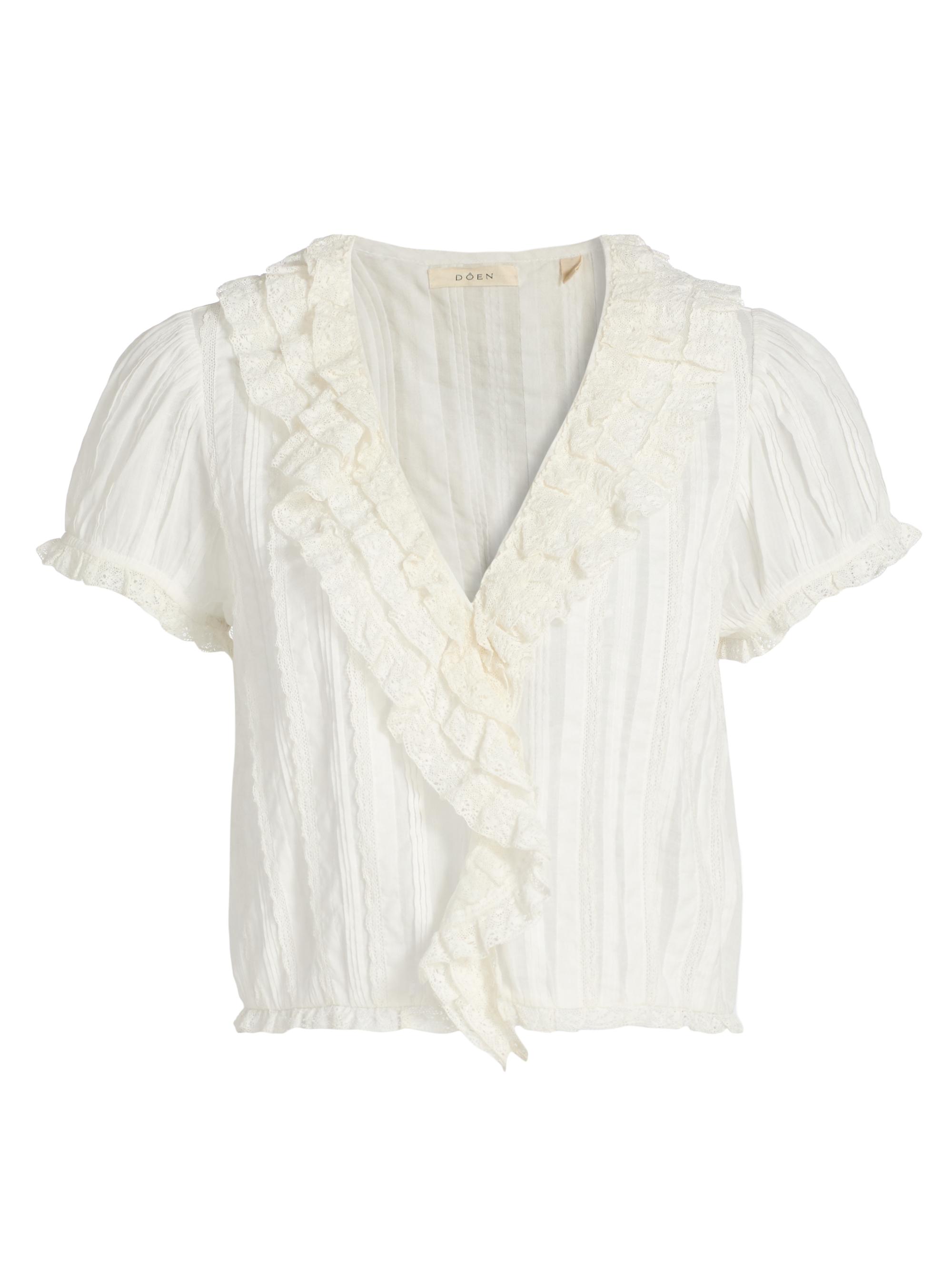 DÔEN Women's Bernadette Lace Ruffle Top - Salt