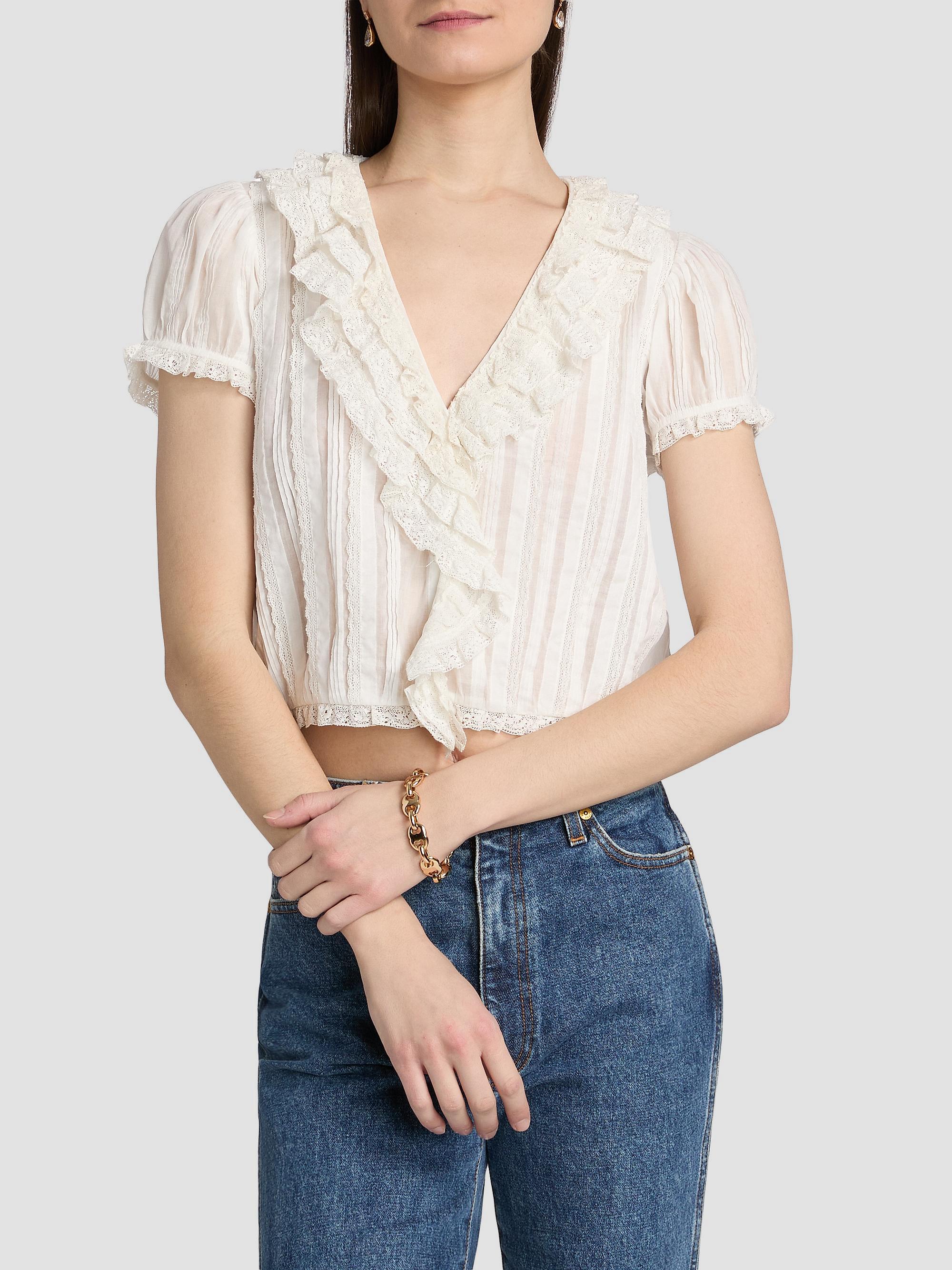 DÔEN Bernadette Lace Ruffle Top | Saks Fifth Avenue