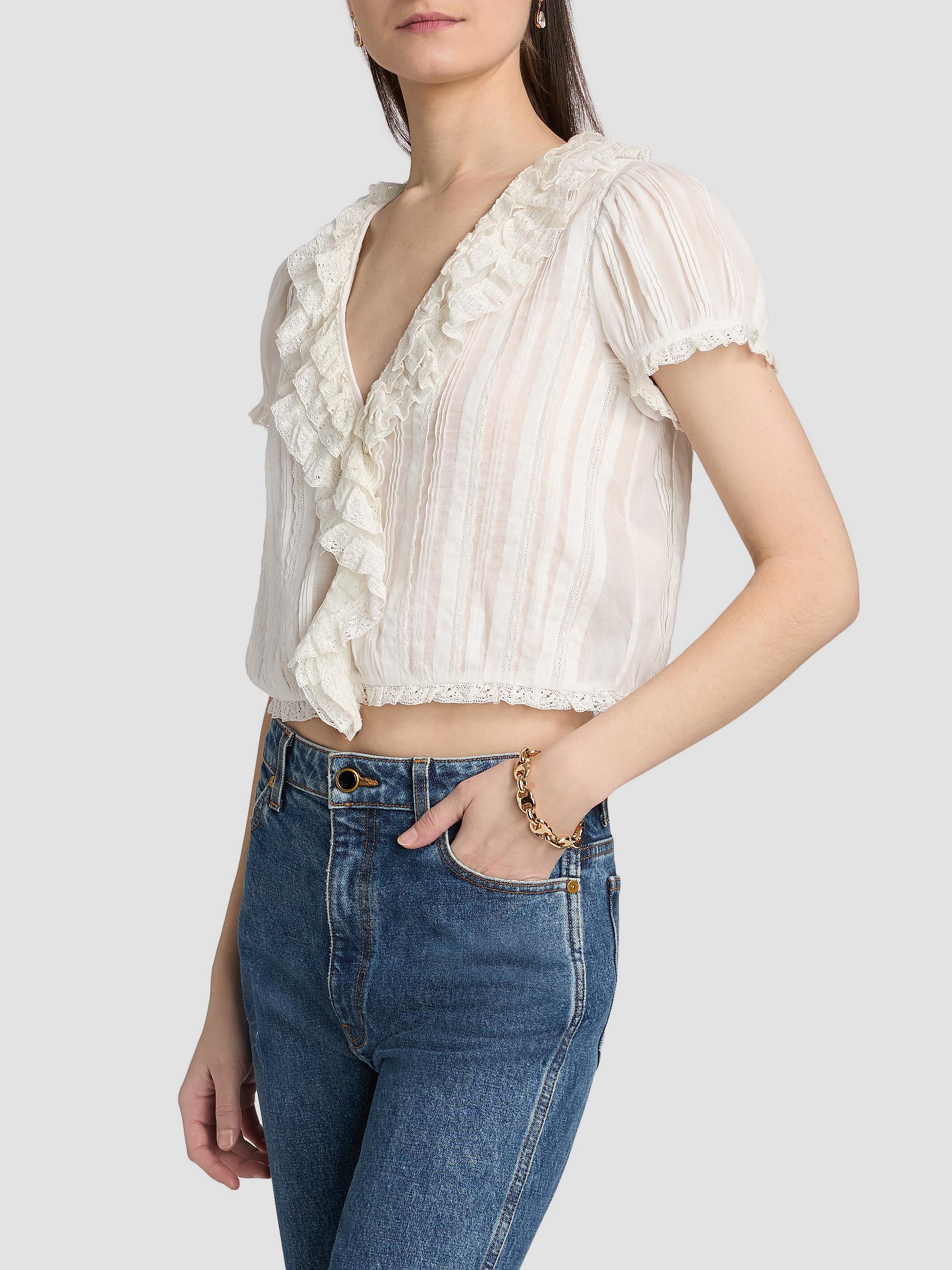 DÔEN Bernadette Lace Ruffle Top | Saks Fifth Avenue
