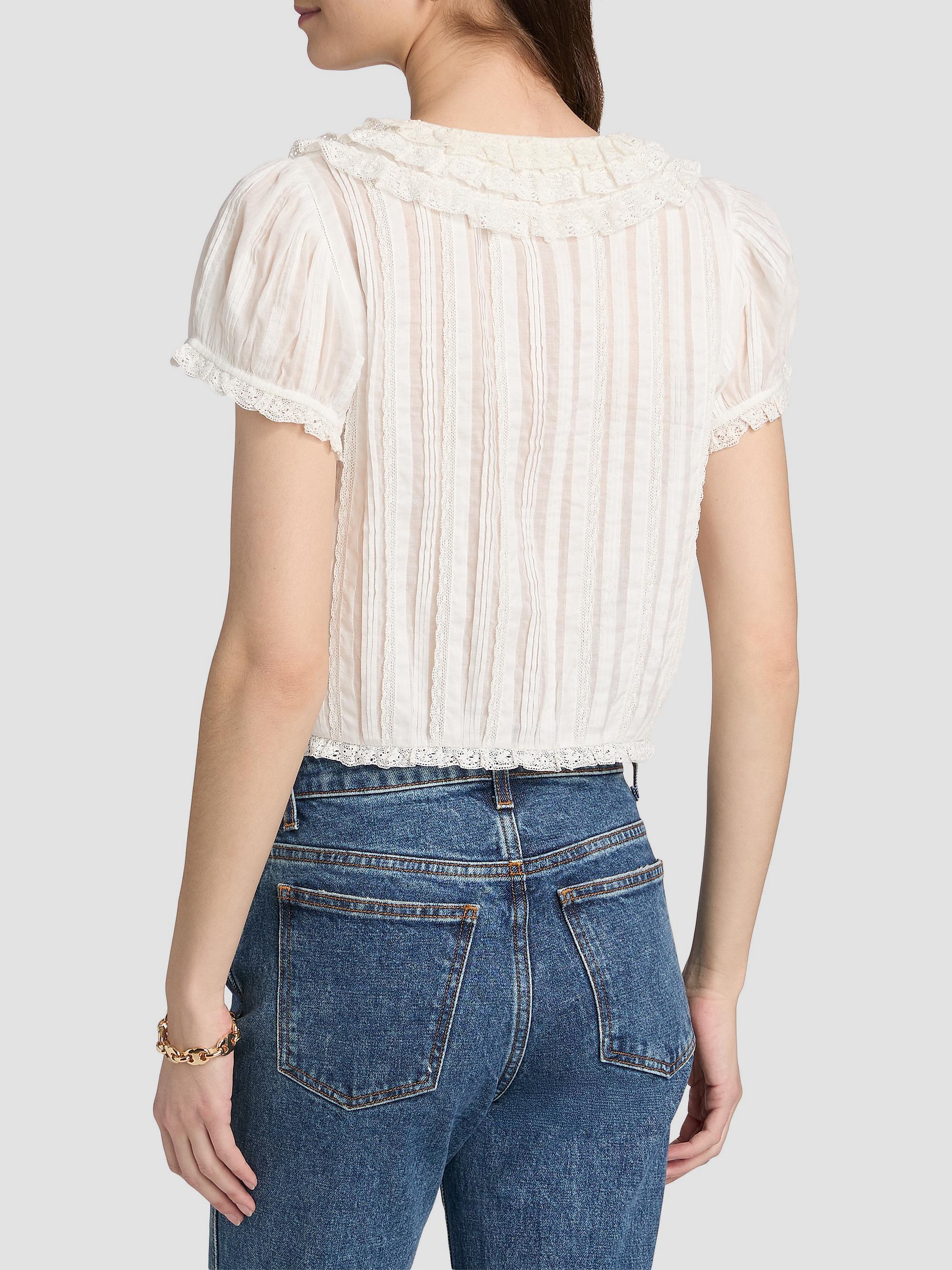DÔEN Bernadette Lace Ruffle Top | Saks Fifth Avenue
