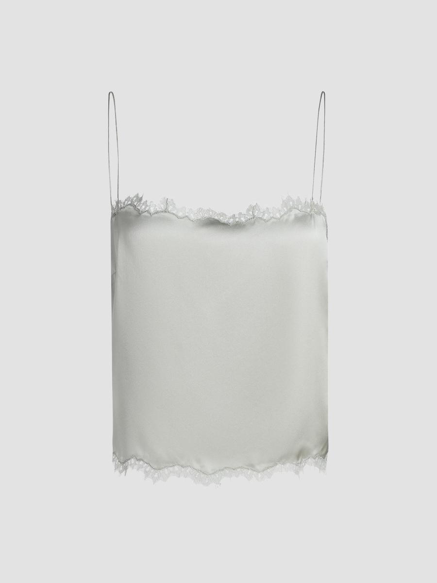 DÔEN Loure Lace-Trim Silk Camisole Top | Saks Fifth Avenue