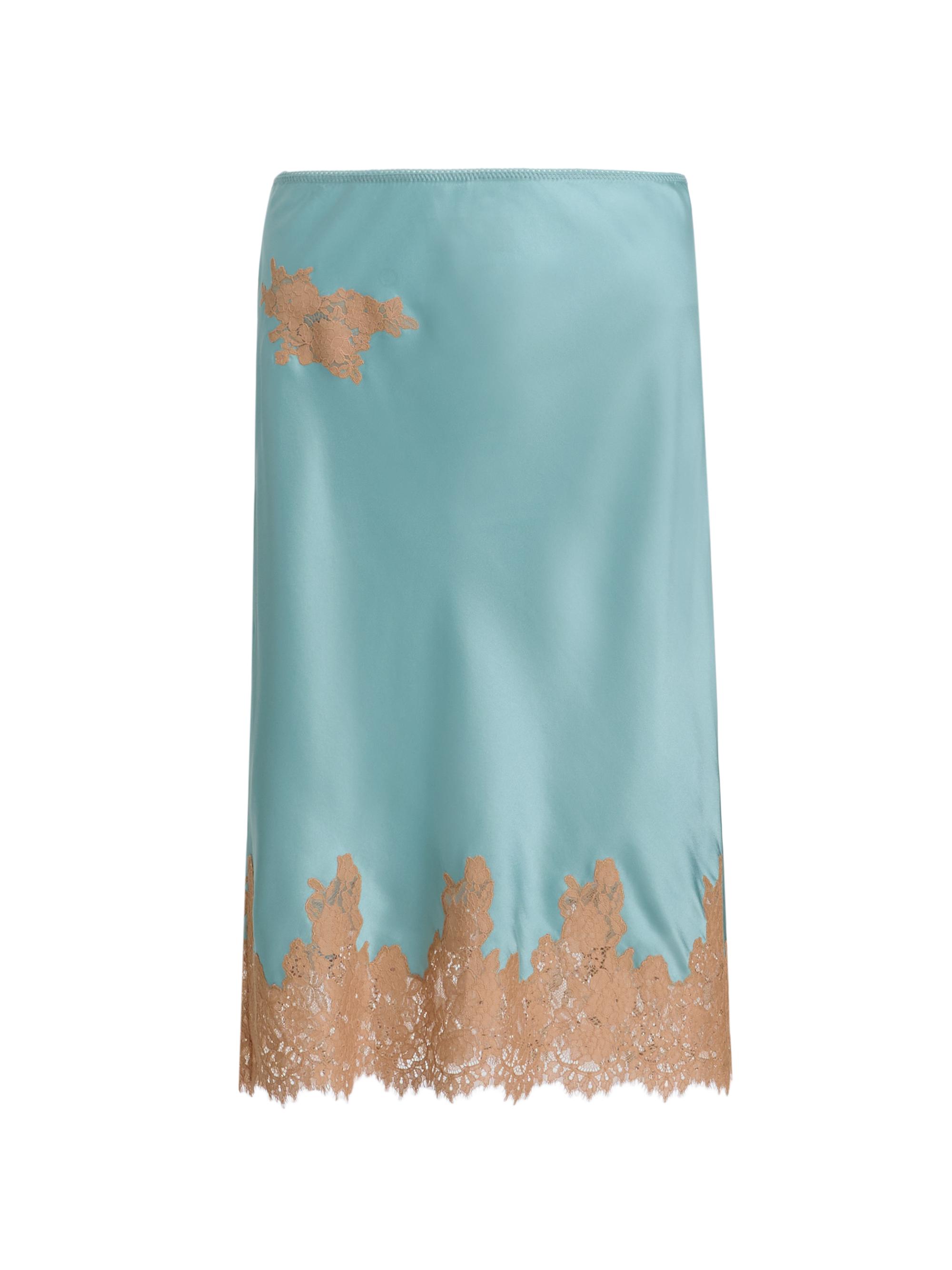 DÔEN Women's Elowette Lace-Trim Silk Skirt - Deep Aquamarine