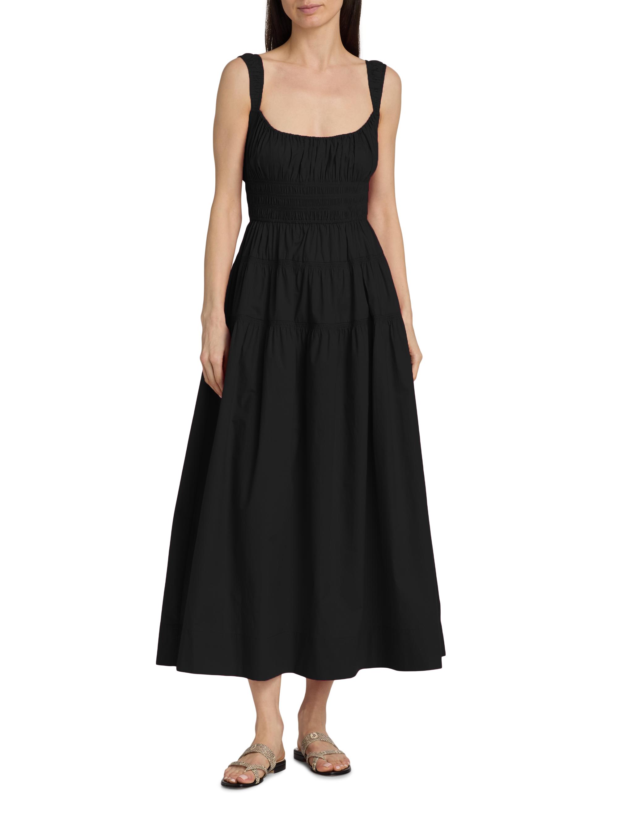 cotton fit flare dress Donna Karan New York Women's Printed V-Neck Midi Dress - Skylight Multi main image 0