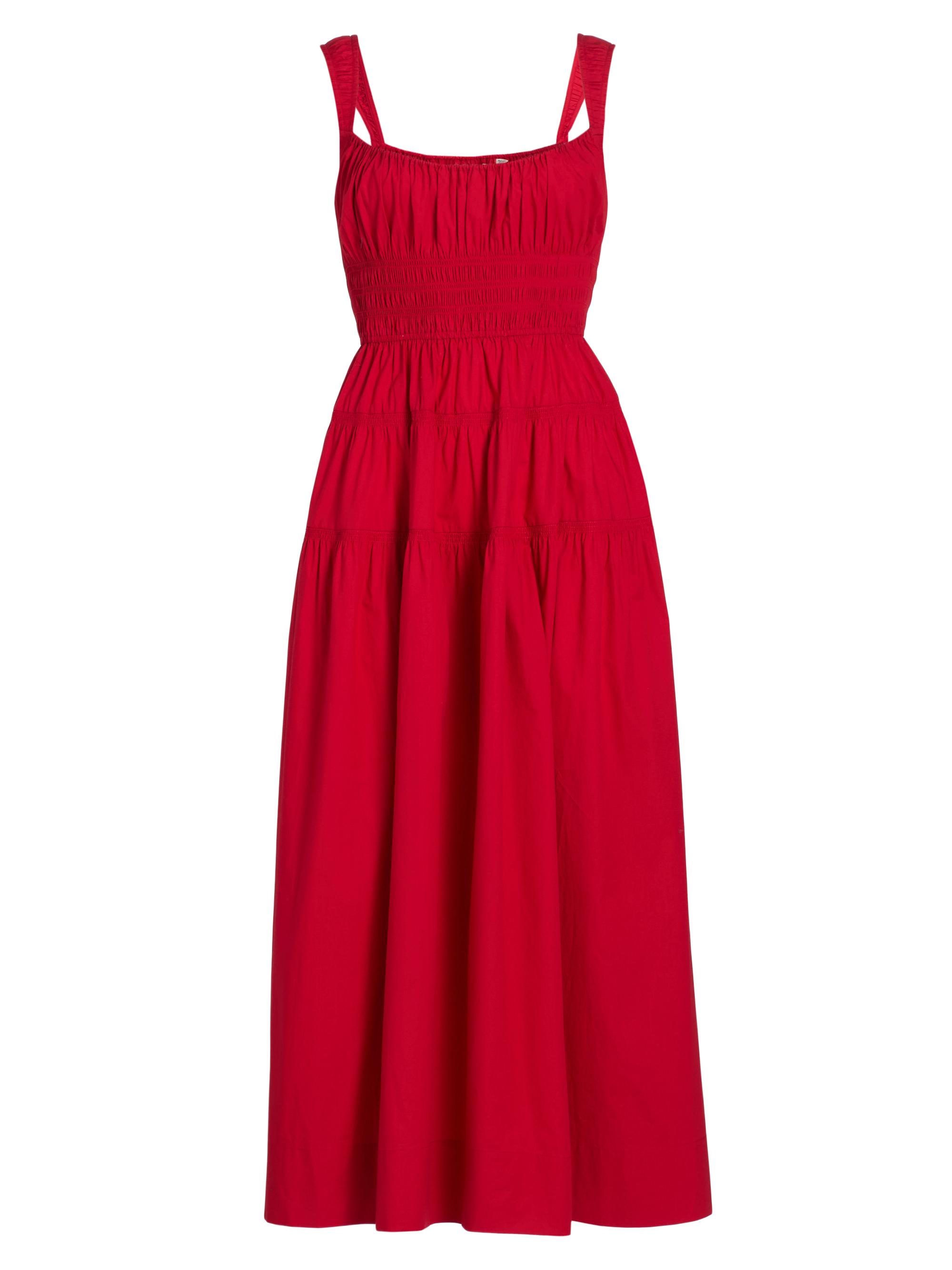 DÔEN Women's Clover Fit & Flare Cotton Midi-Dress - Deep Tomato