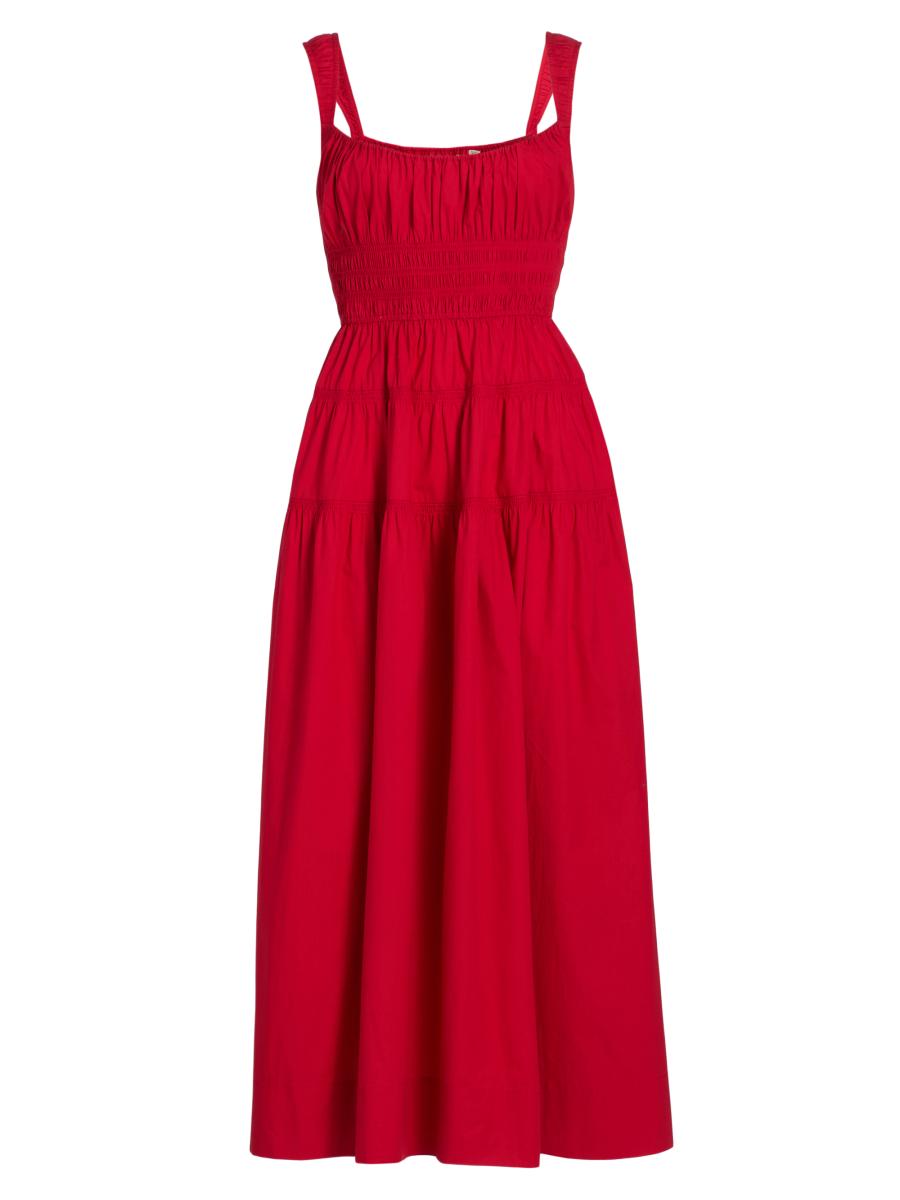 Doen Women's Clover Cotton Fit & Flare Midi-dress In Deep Tomato