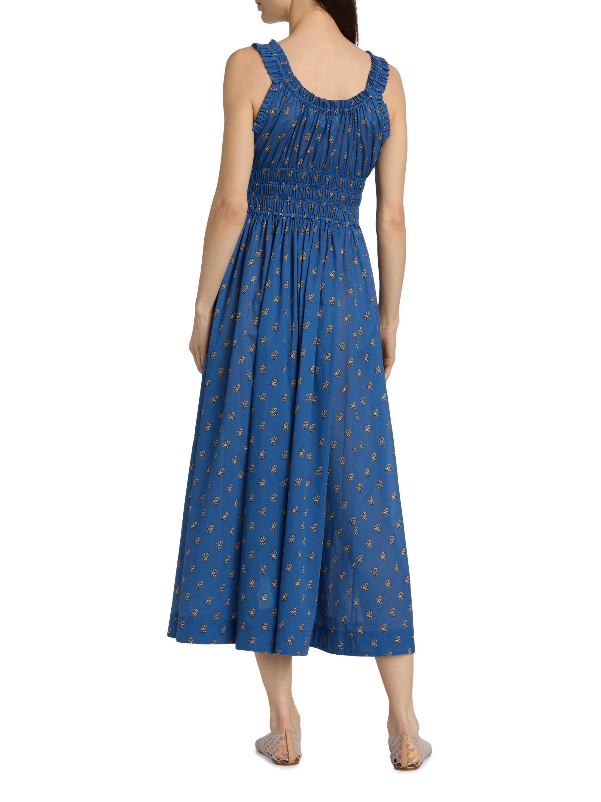 den emmaretta floral cotton cocktail dress DEN Women's Emmaretta Floral Cotton Midi Dress - Blue Garden Bloom