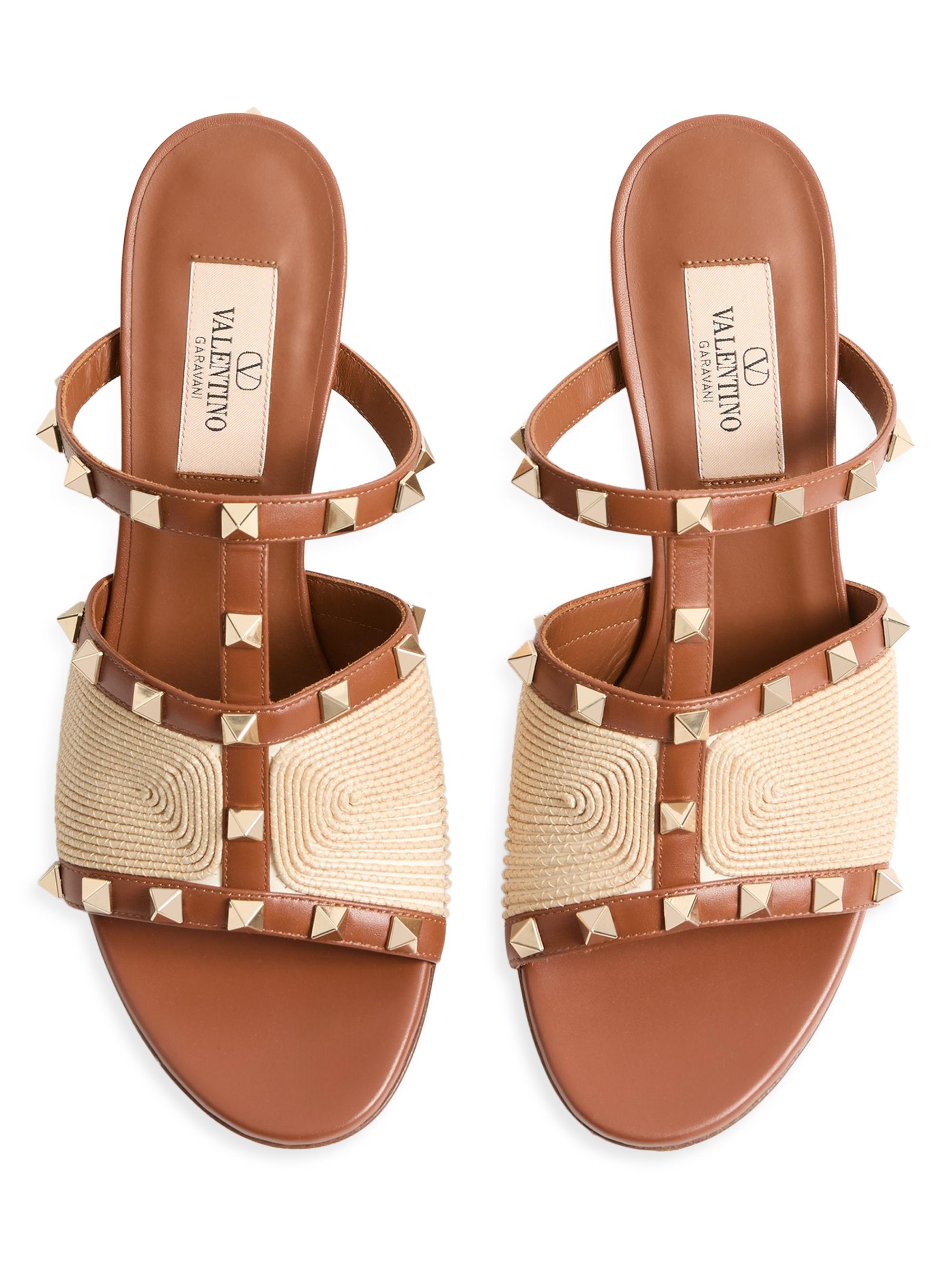 Valentino Garavani Rockstud 60MM Slide Sandals in Calfskin with