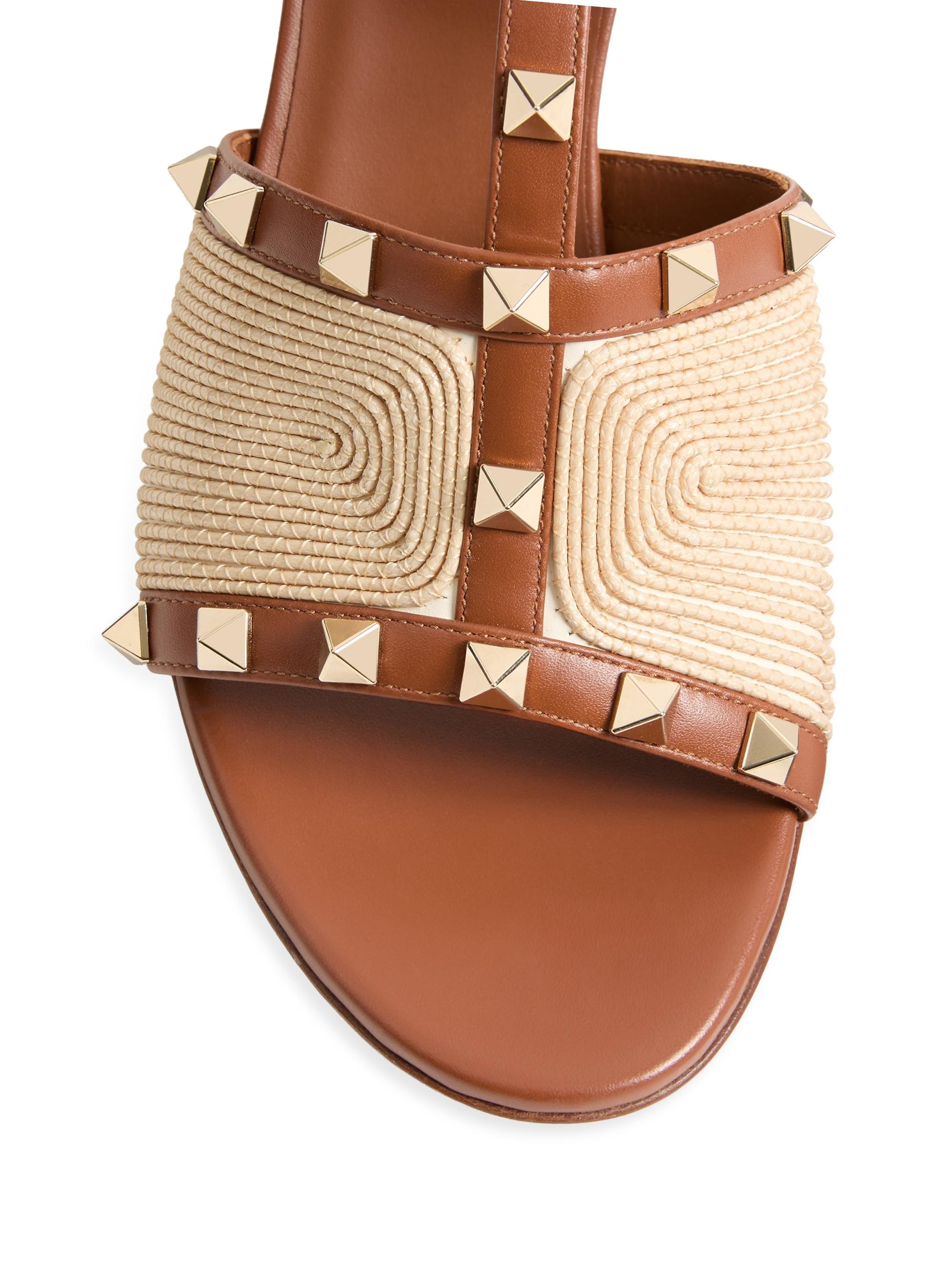 Valentino Garavani Rockstud 60MM Slide Sandals in Calfskin with