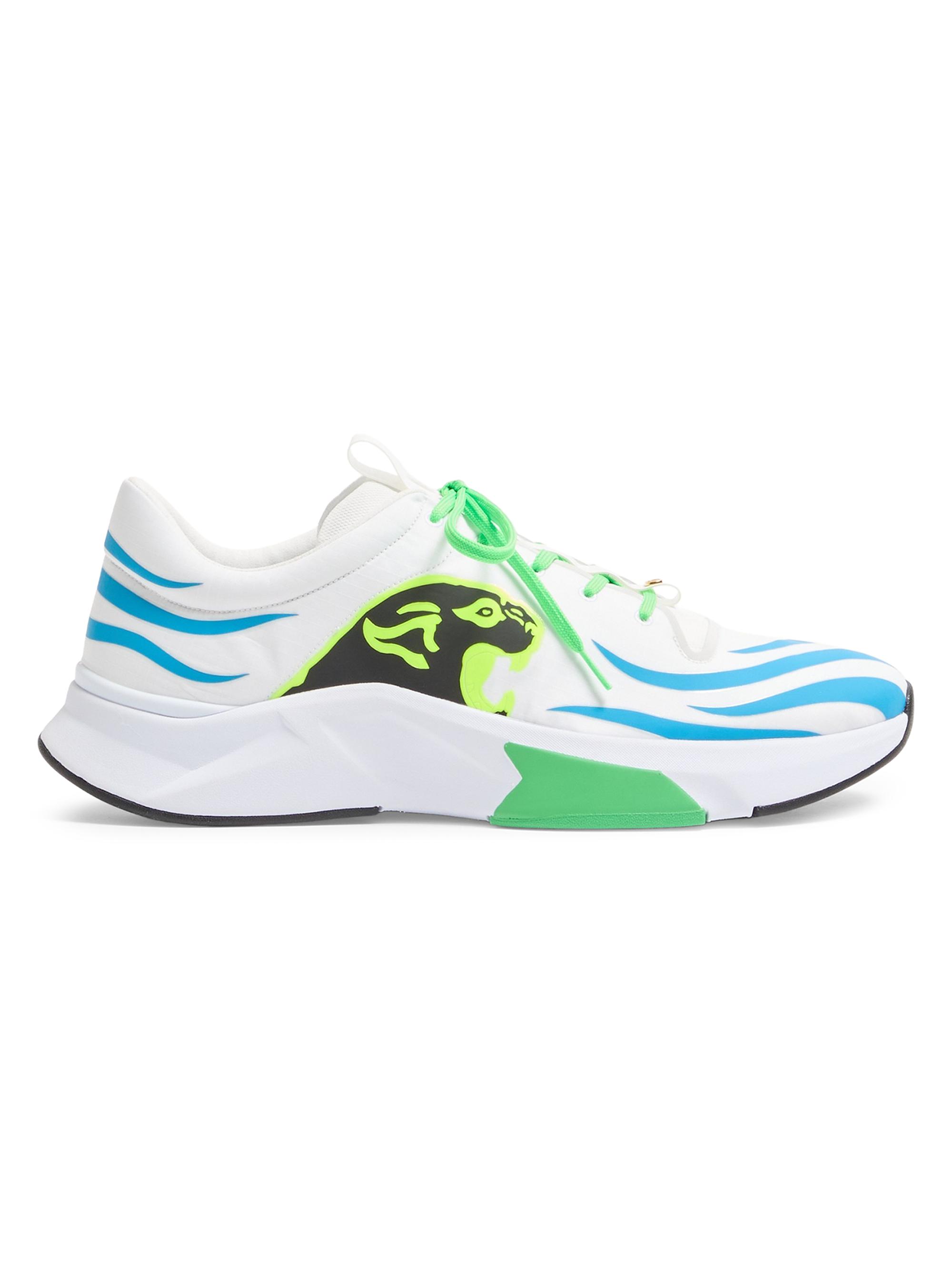 Valentino Garavani Men's Panther Blaze Low-Top Sneakers in Ripstop Fabric - White Light Blue