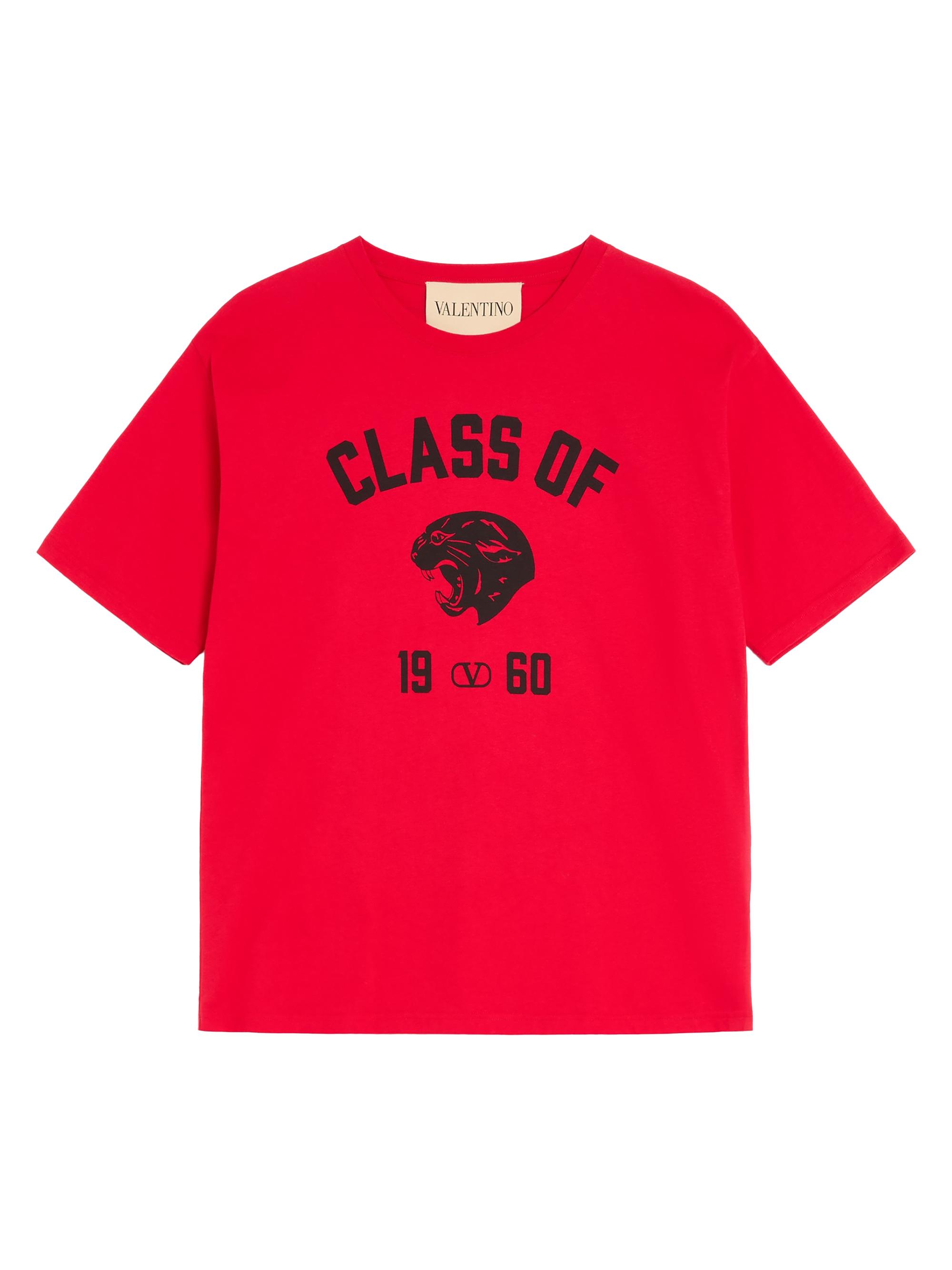 Valentino Garavani Men's Cotton T-Shirt with Panther Print - Red Black