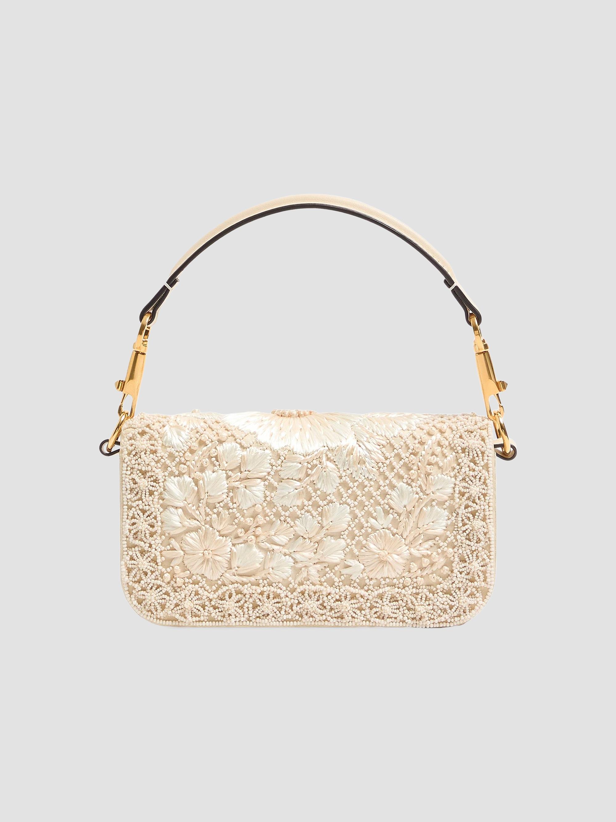 Valentino Garavani Locò Small Embroidered Shoulder Bag with Jewel