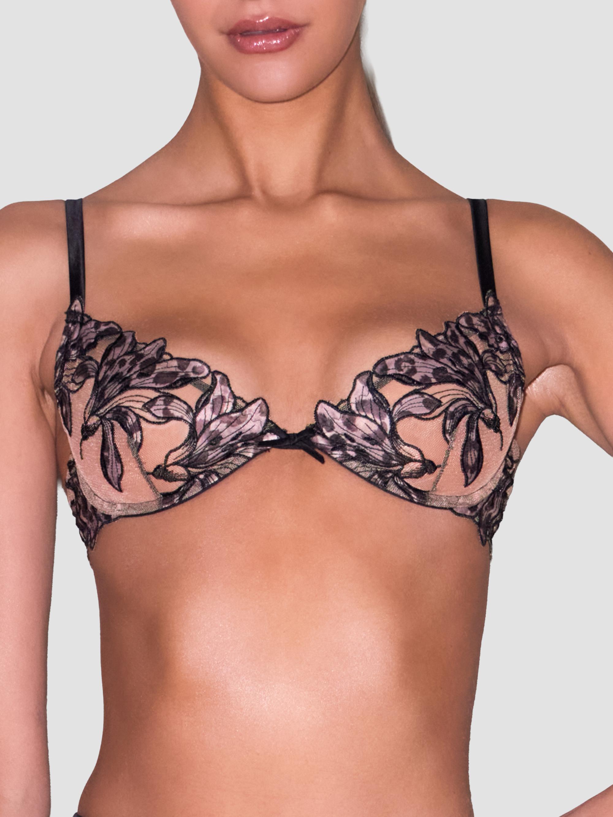 Fleur du Mal Women's Lily Embroidered Demi Bra - Leopard Lily | Thumbnail 4