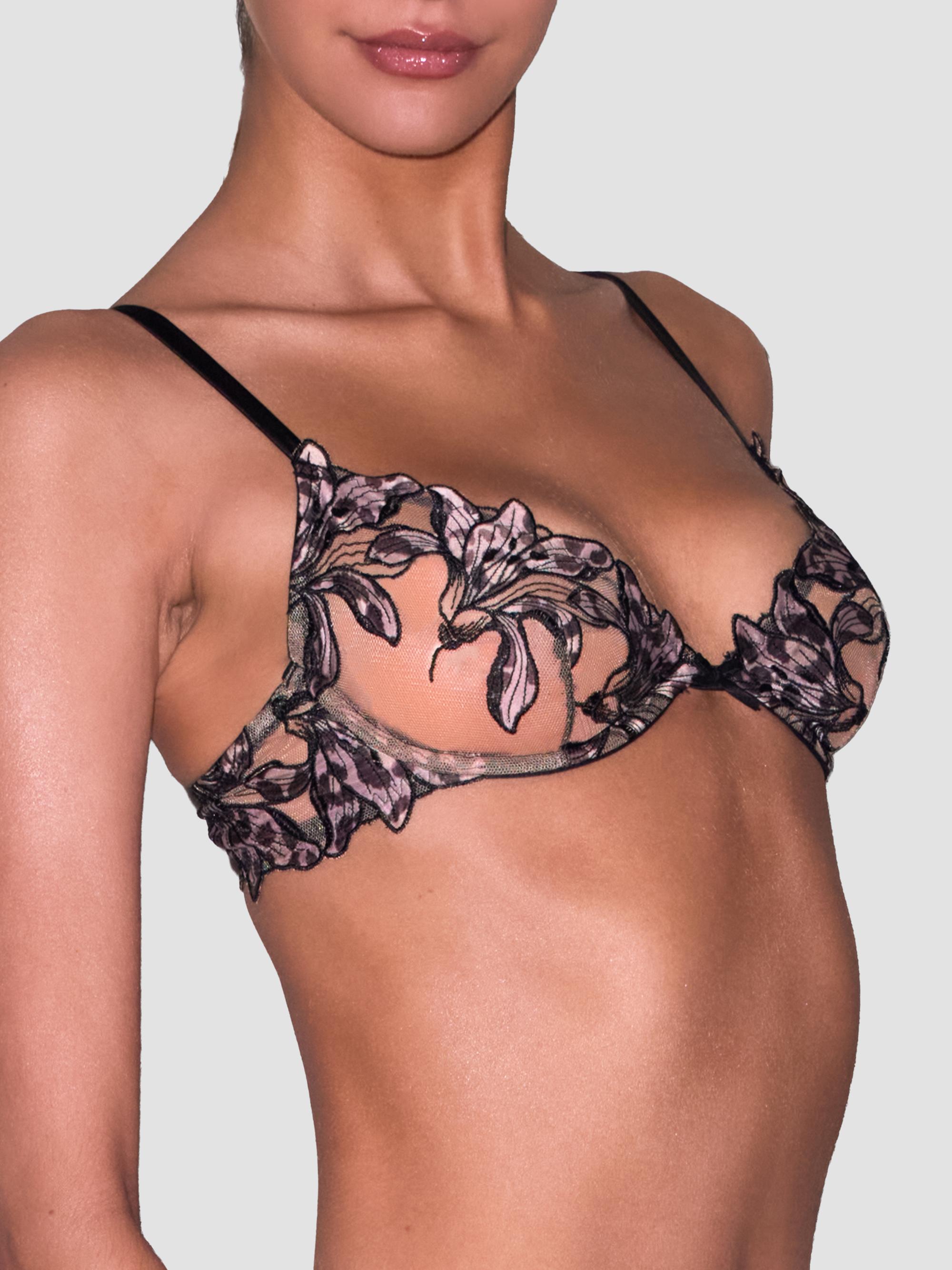 Fleur du Mal Women's Lily Embroidered Demi Bra - Leopard Lily | Thumbnail 5