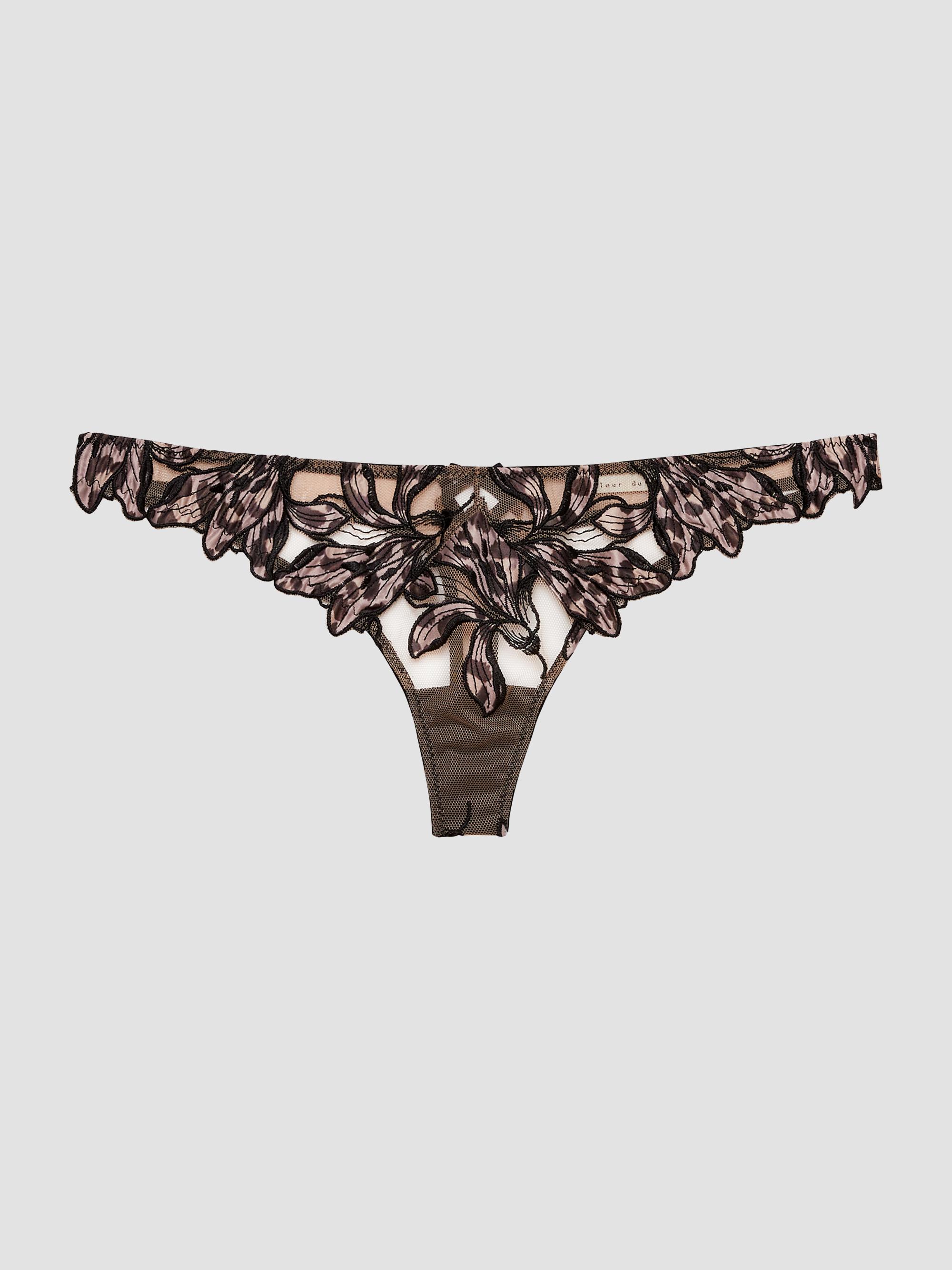 Fleur du Mal Women's Lily Embroidered Hipster Thong - Leopard Lily