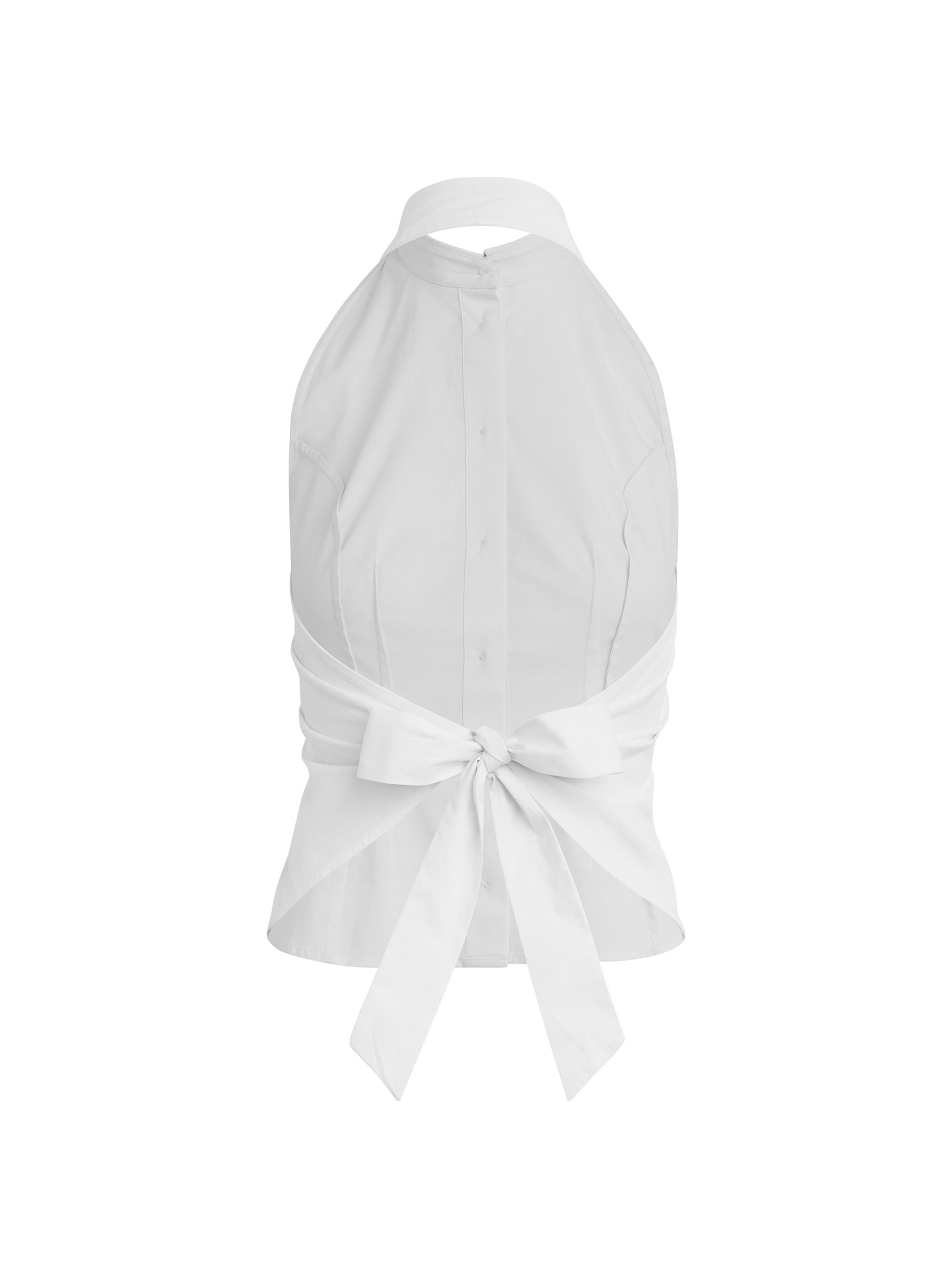 Favorite Daughter Women's The Behind The Bow Cotton Back-Tie Top - White | Thumbnail 3