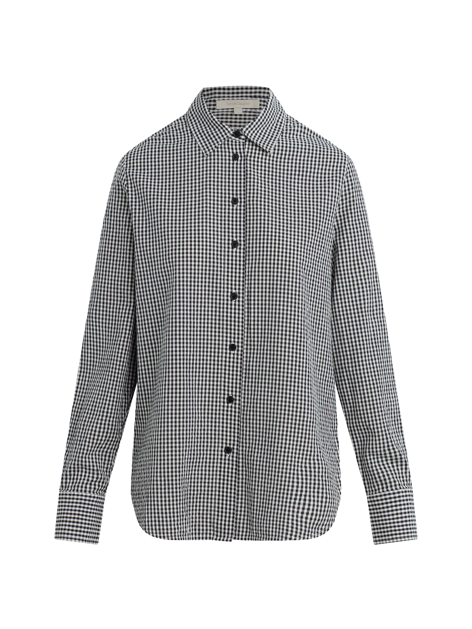 Favorite Daughter Women's The Boyfriend Gingham Check Cotton Shirt - Navy White