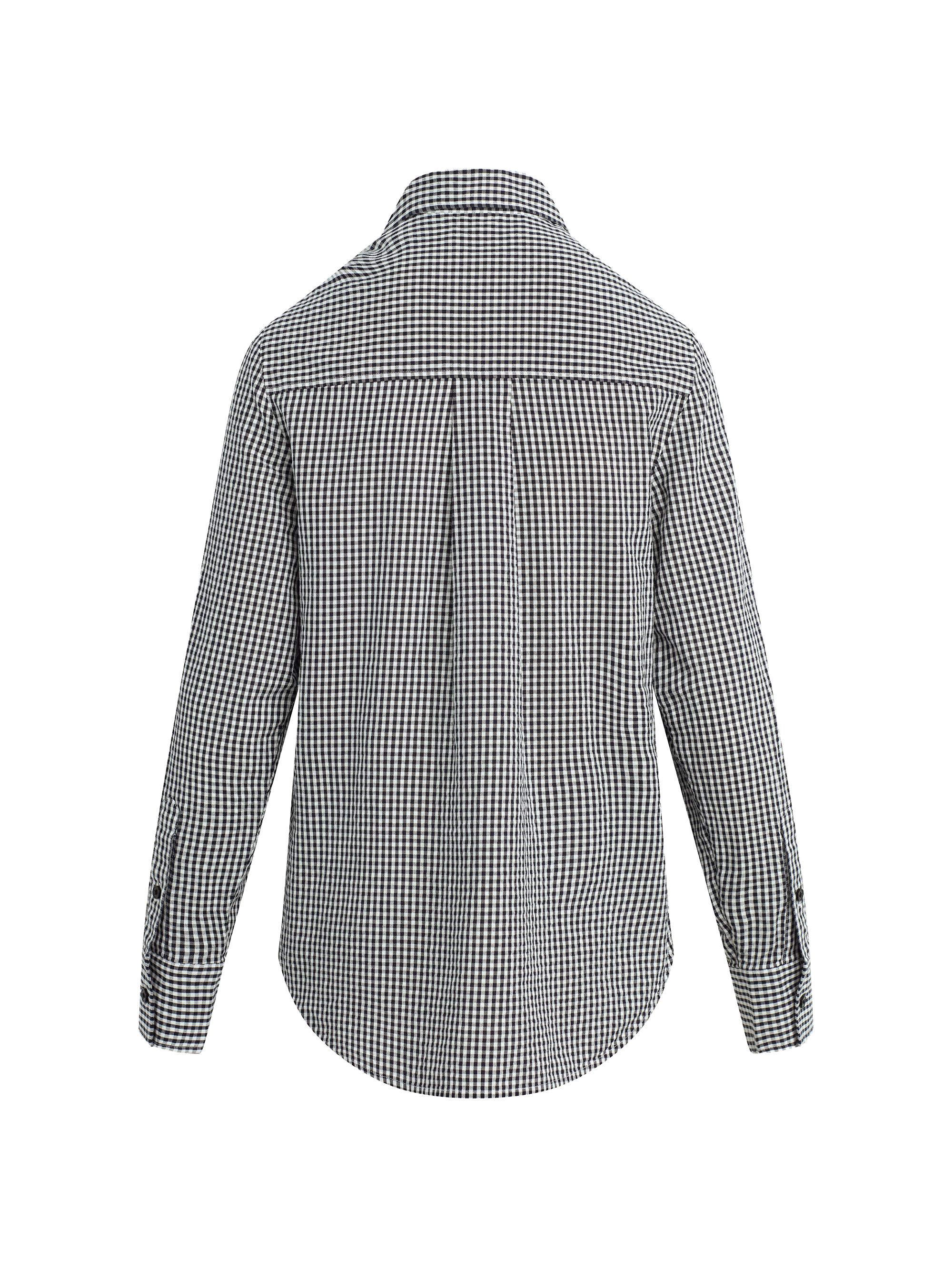 Favorite Daughter Women's The Boyfriend Gingham Check Cotton Shirt - Navy White | Thumbnail 3