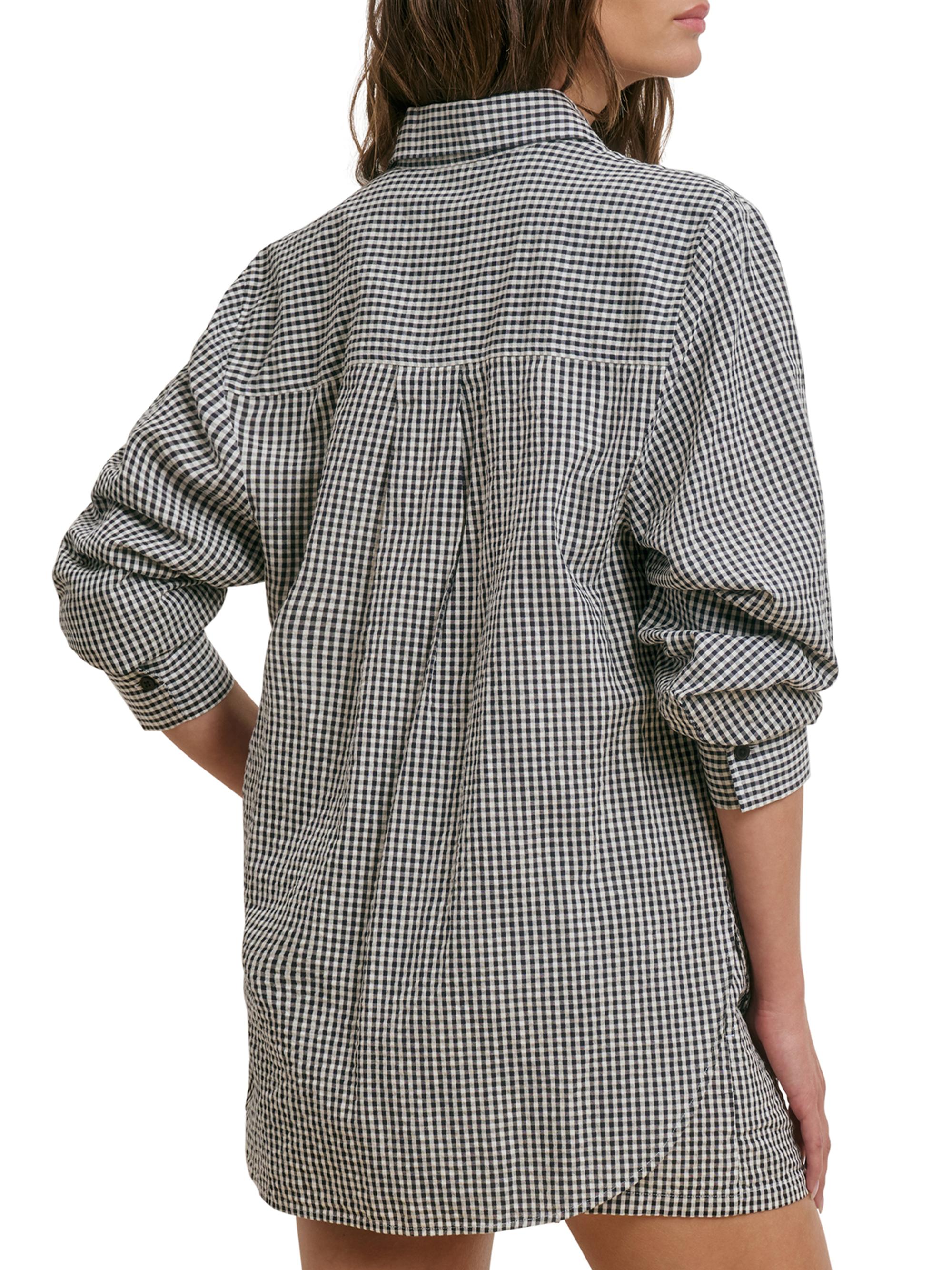 Favorite Daughter Women's The Boyfriend Gingham Check Cotton Shirt - Navy White | Thumbnail 6