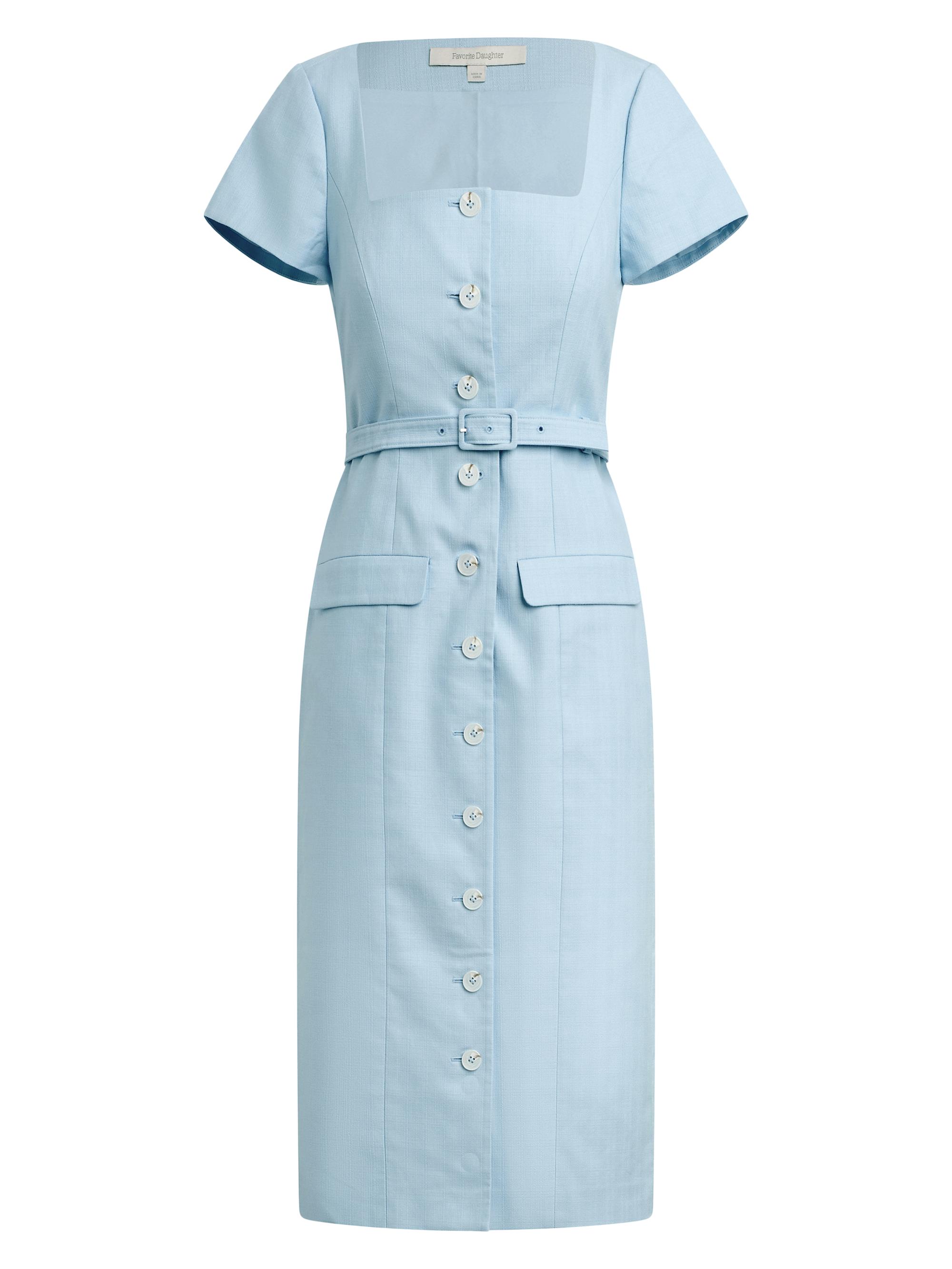 Favorite Daughter Women's The Mademoiselle Belted Cotton Midi-Dress - Sea Blue