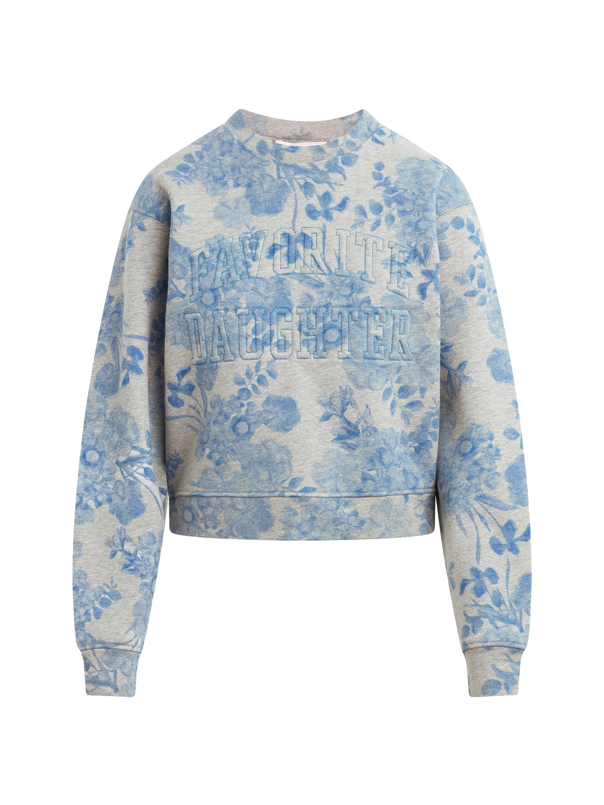 Favorite Daughter Women's The Collegiate Embossed-Logo Sweatshirt - Distress Floral Print