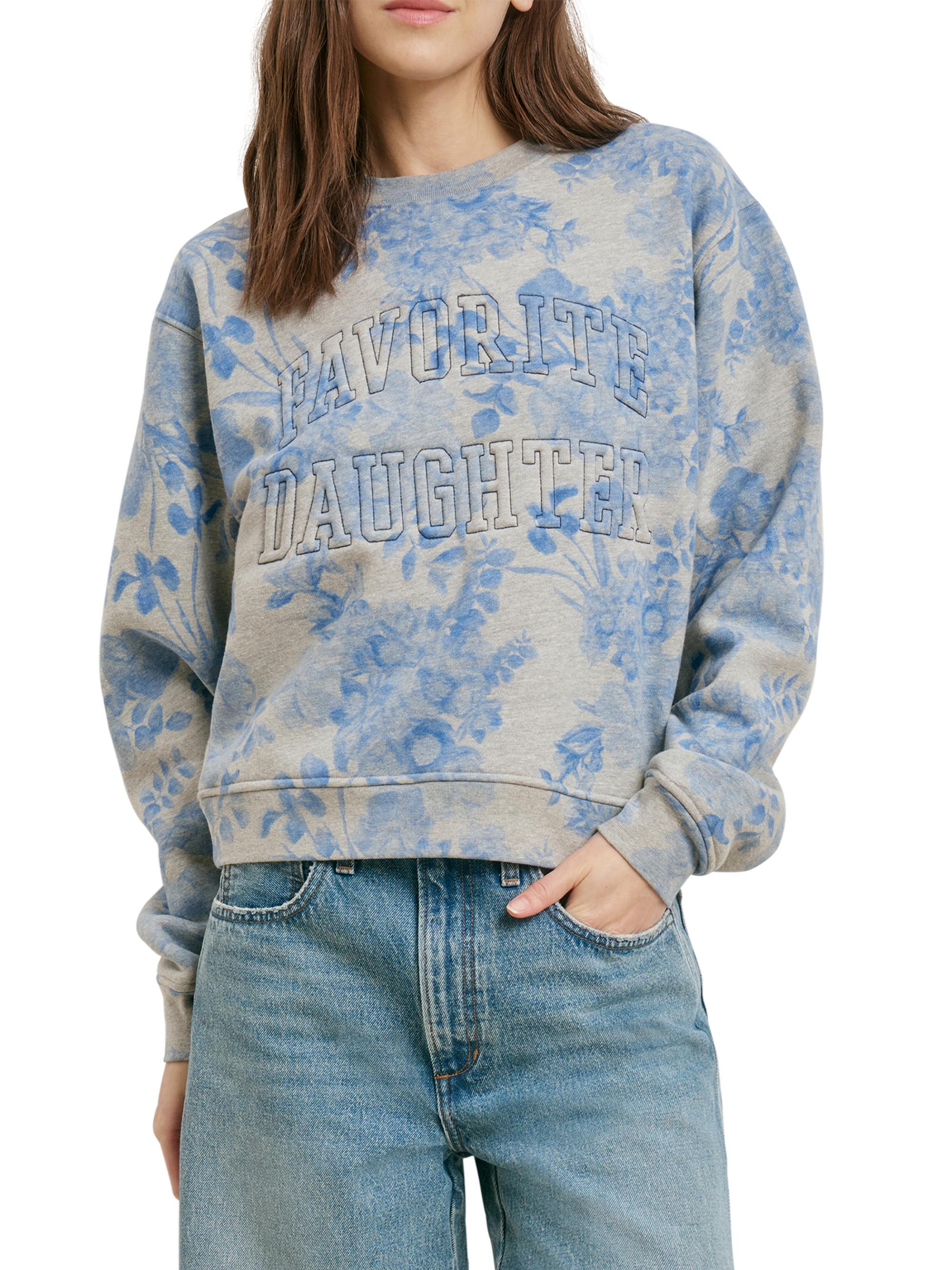 Favorite Daughter Women's The Collegiate Embossed-Logo Sweatshirt - Distress Floral Print | Thumbnail 4