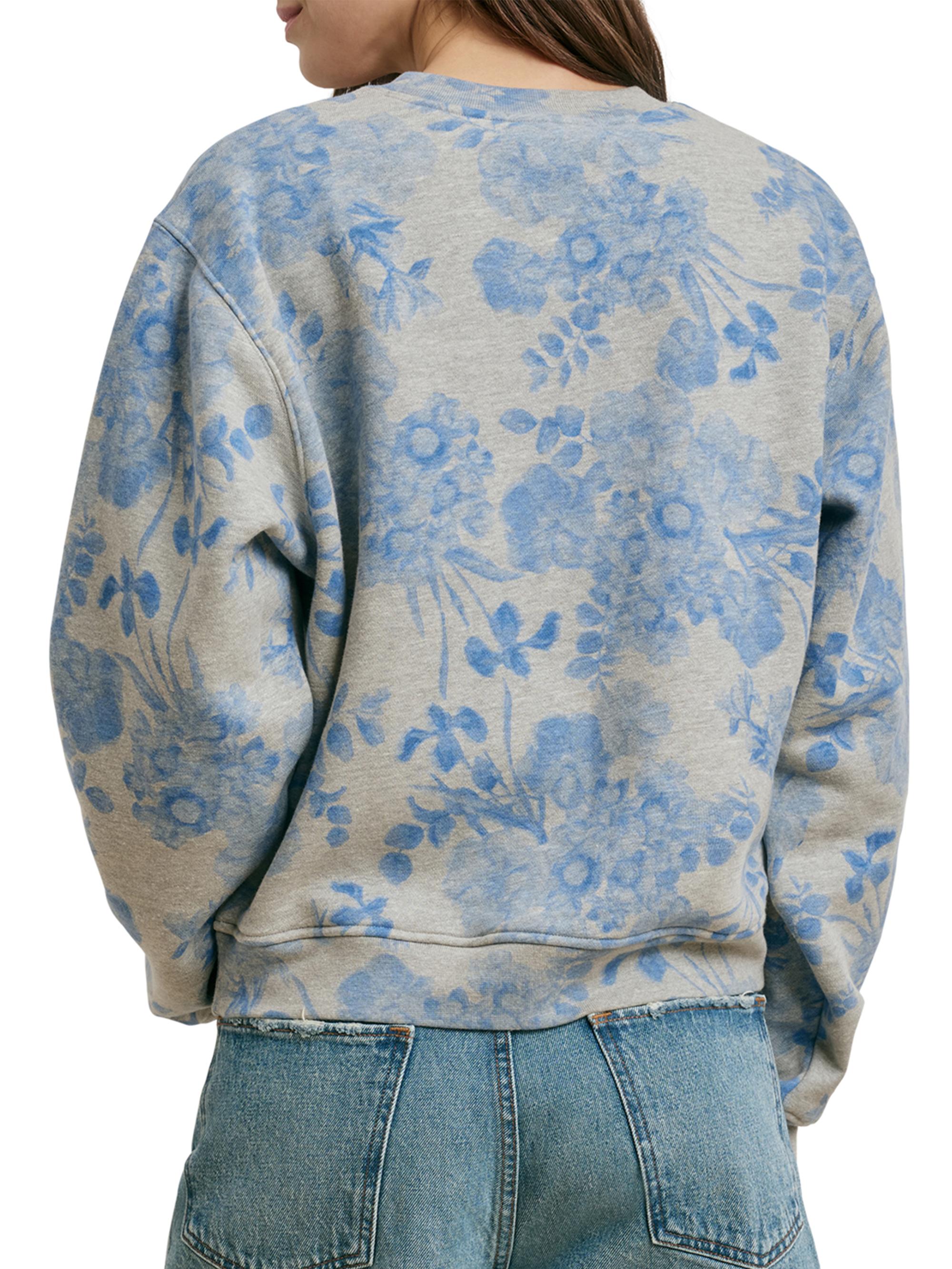 Favorite Daughter Women's The Collegiate Embossed-Logo Sweatshirt - Distress Floral Print | Thumbnail 6