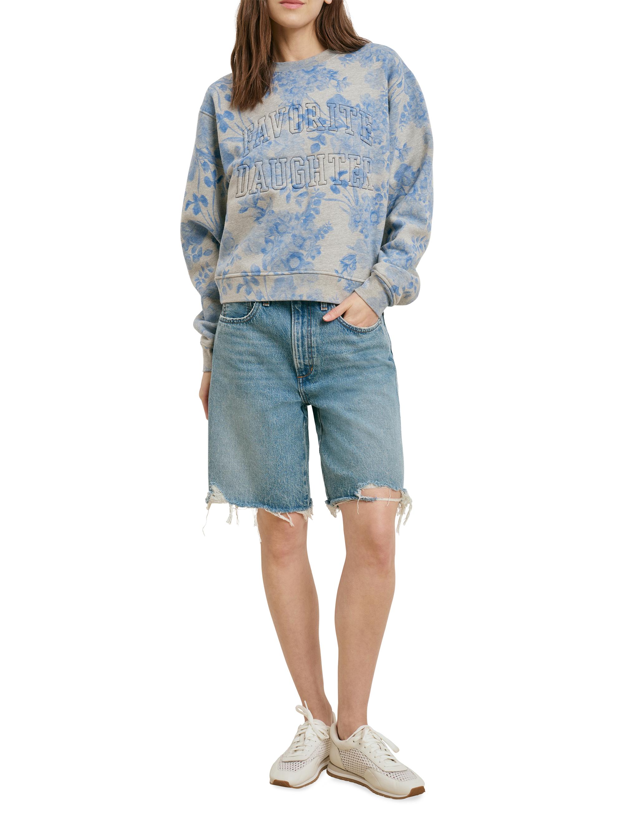Favorite Daughter Women's The Collegiate Embossed-Logo Sweatshirt - Distress Floral Print | Thumbnail 2