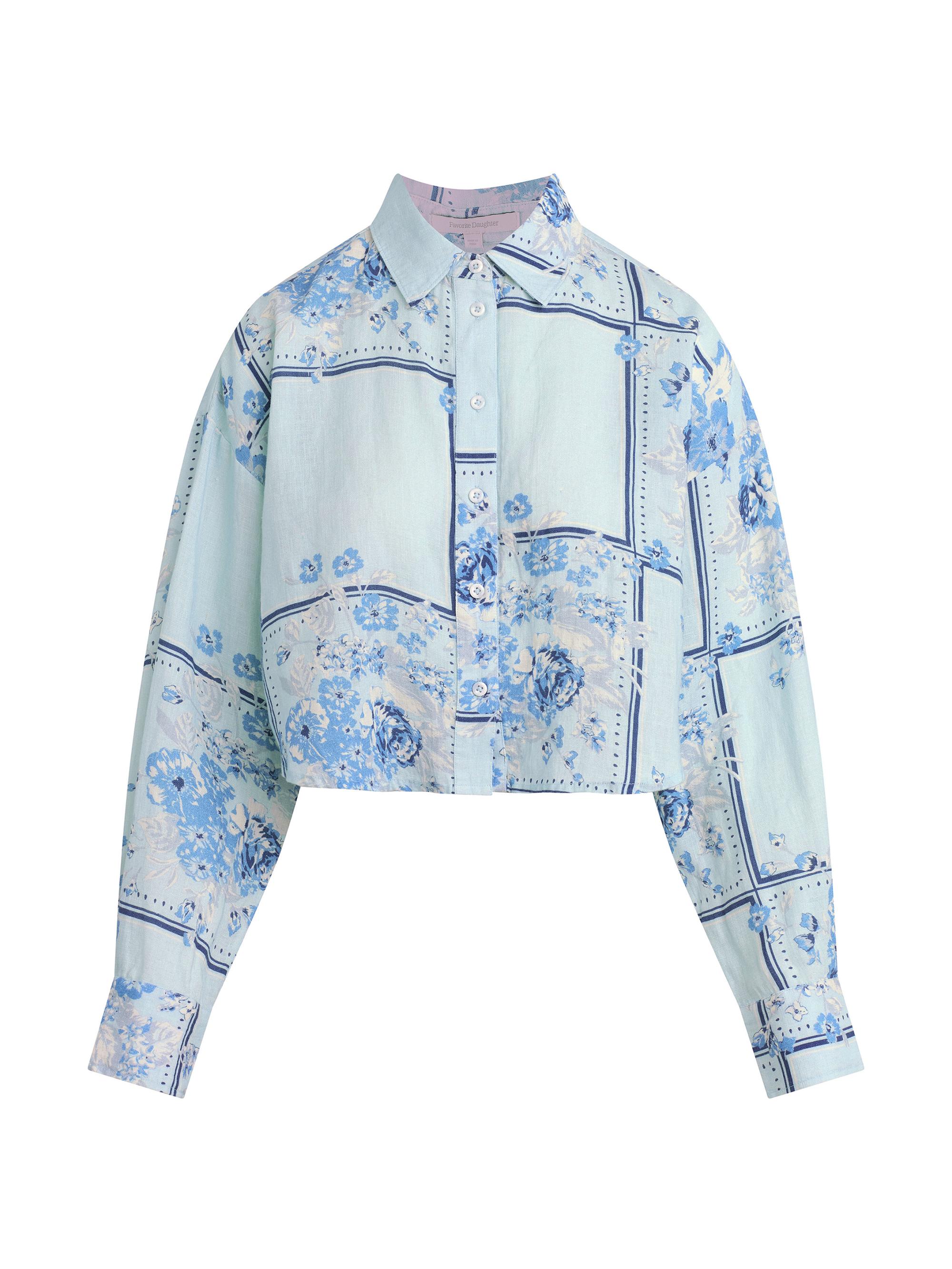 Favorite Daughter Women's The Crop Ex-Boyfriend Floral Cotton Shirt - Floral Scarf