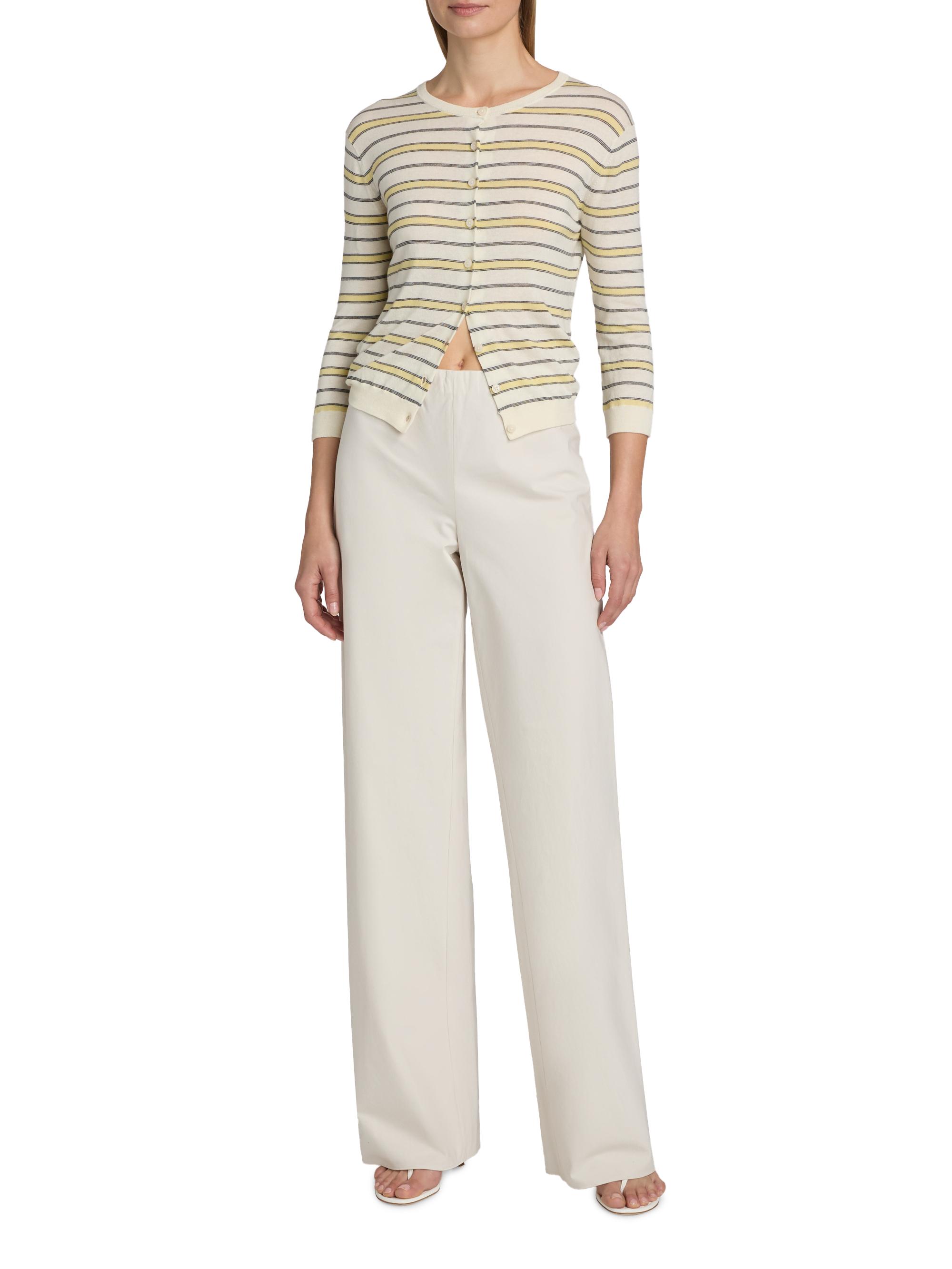 Vince Women's Striped Cotton-Cashmere Cardigan - Dandelion Combo | Thumbnail 2