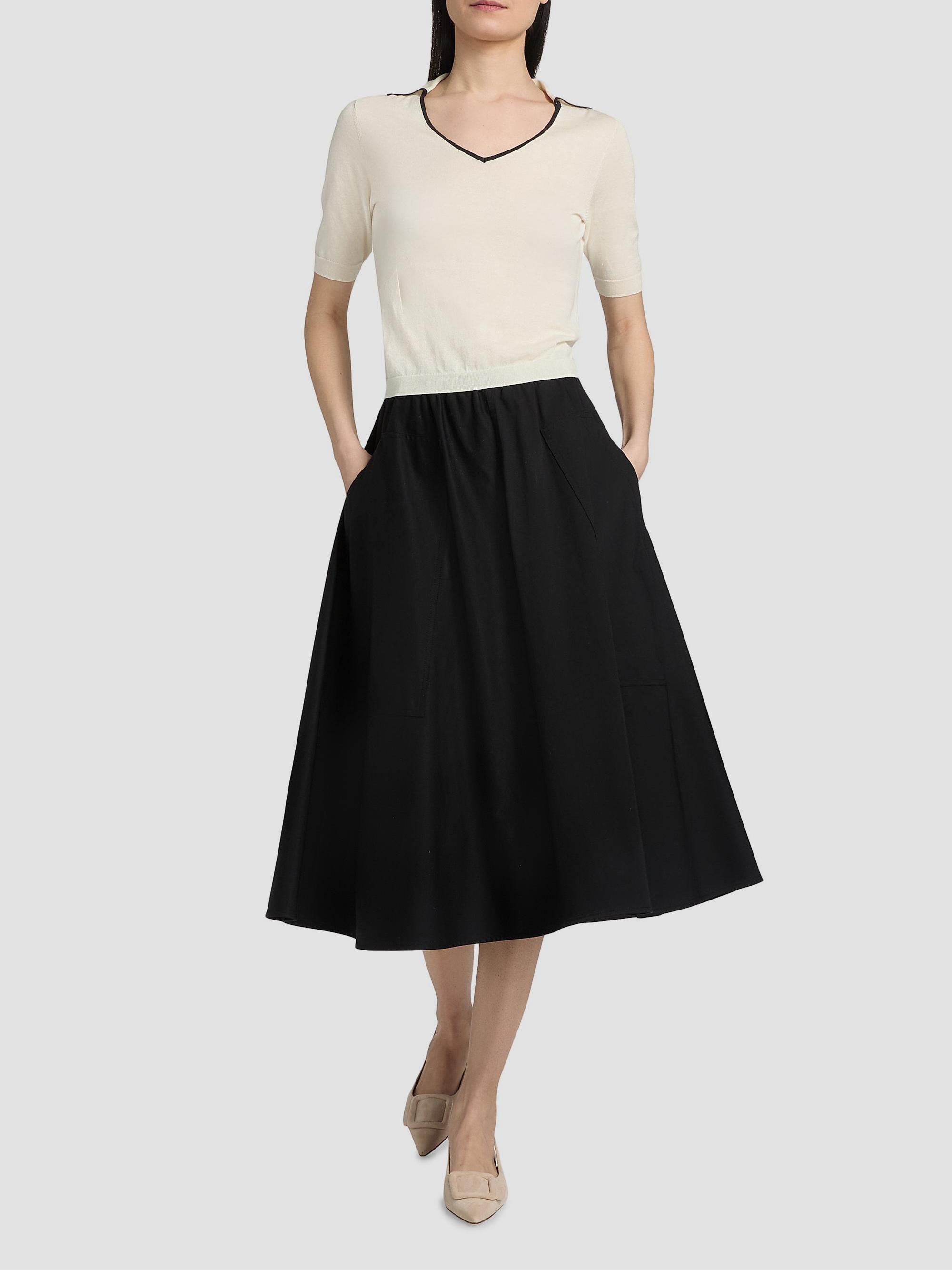 Vince Women's Tipped Cotton-Cashmere Knit Polo Top - Off White Ink | Thumbnail 2