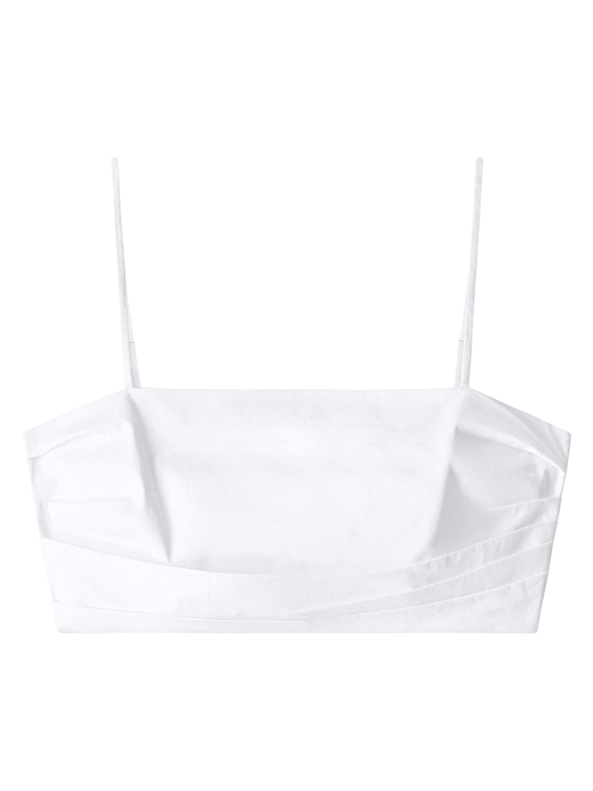 Staud Women's Lorenzo Pleated Stretch-Cotton Crop Top - White